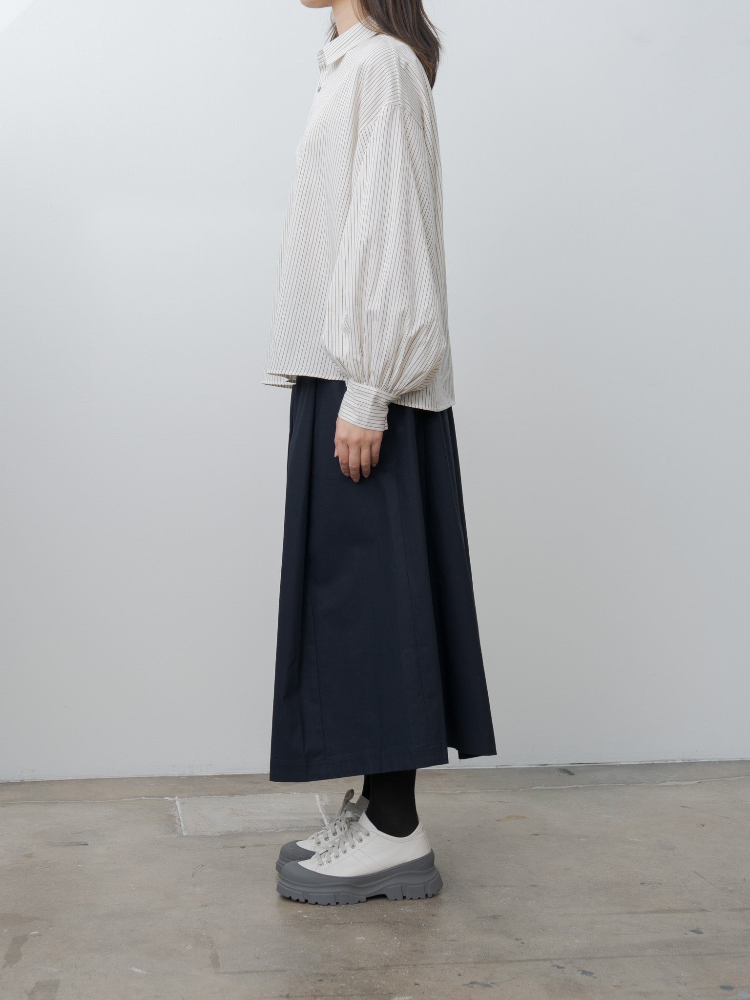 Namu Shop - Veritecoeur Wide Shirt - White x Black Stripe