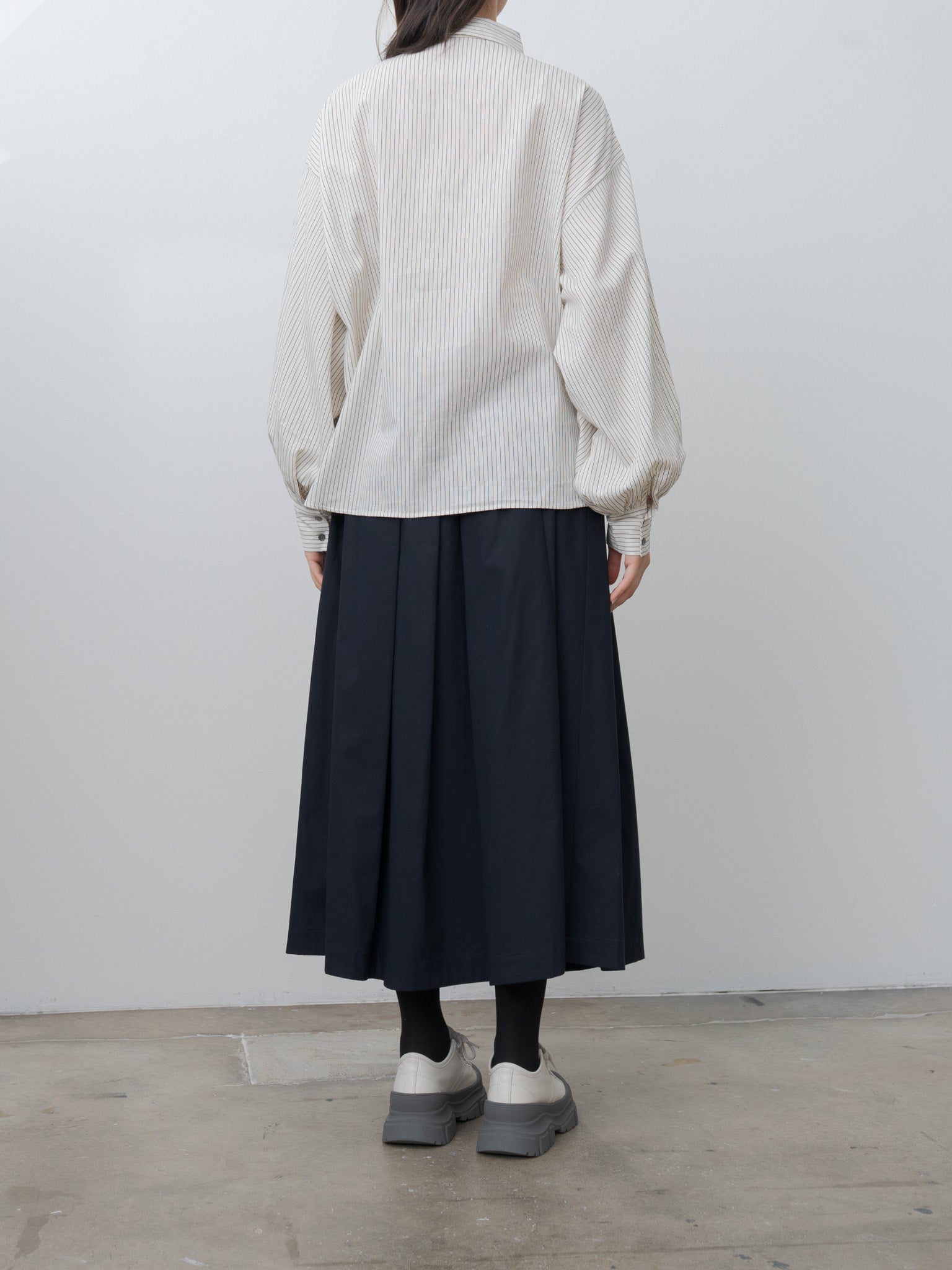Namu Shop - Veritecoeur Wide Shirt - White x Black Stripe