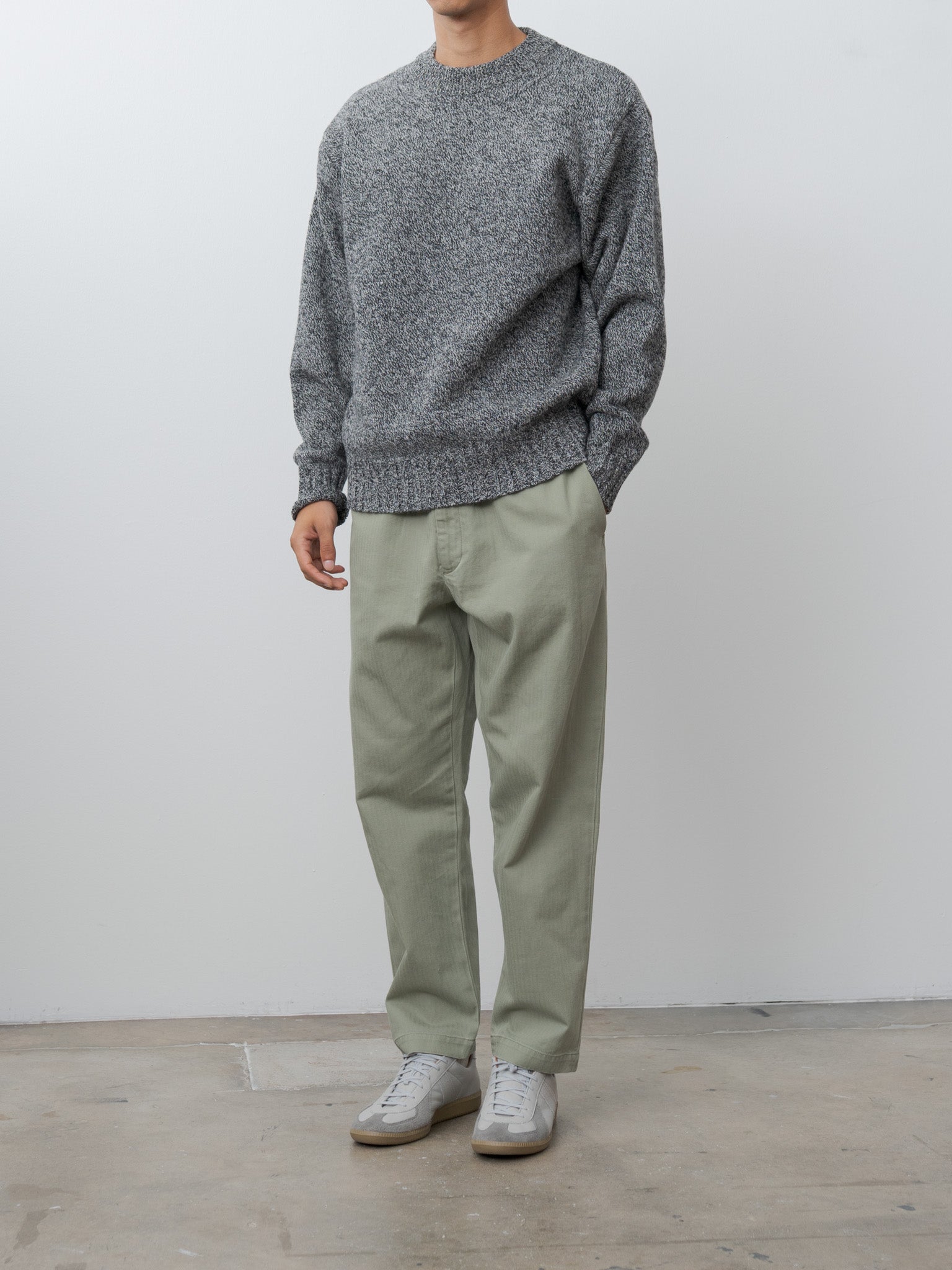 Namu Shop - Fujito C/N Knit Sweater - Mix Black