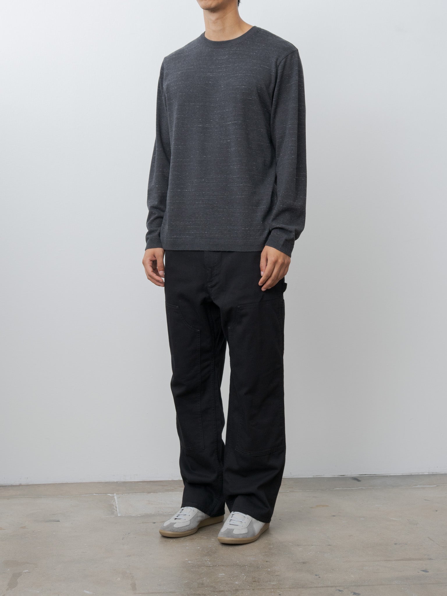 Namu Shop - Fujito Border Knit T-Shirt - Charcoal Border