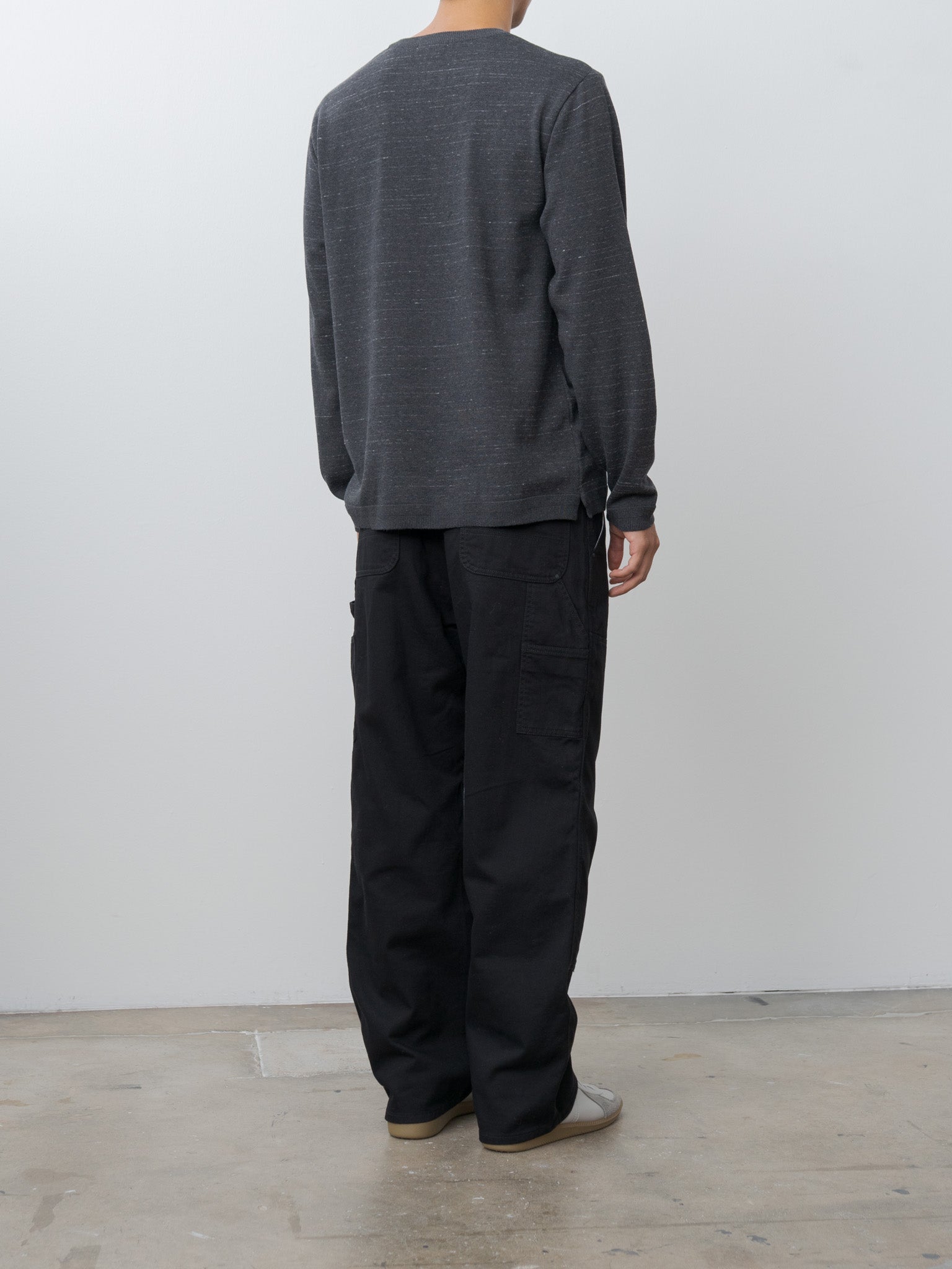 Namu Shop - Fujito Border Knit T-Shirt - Charcoal Border