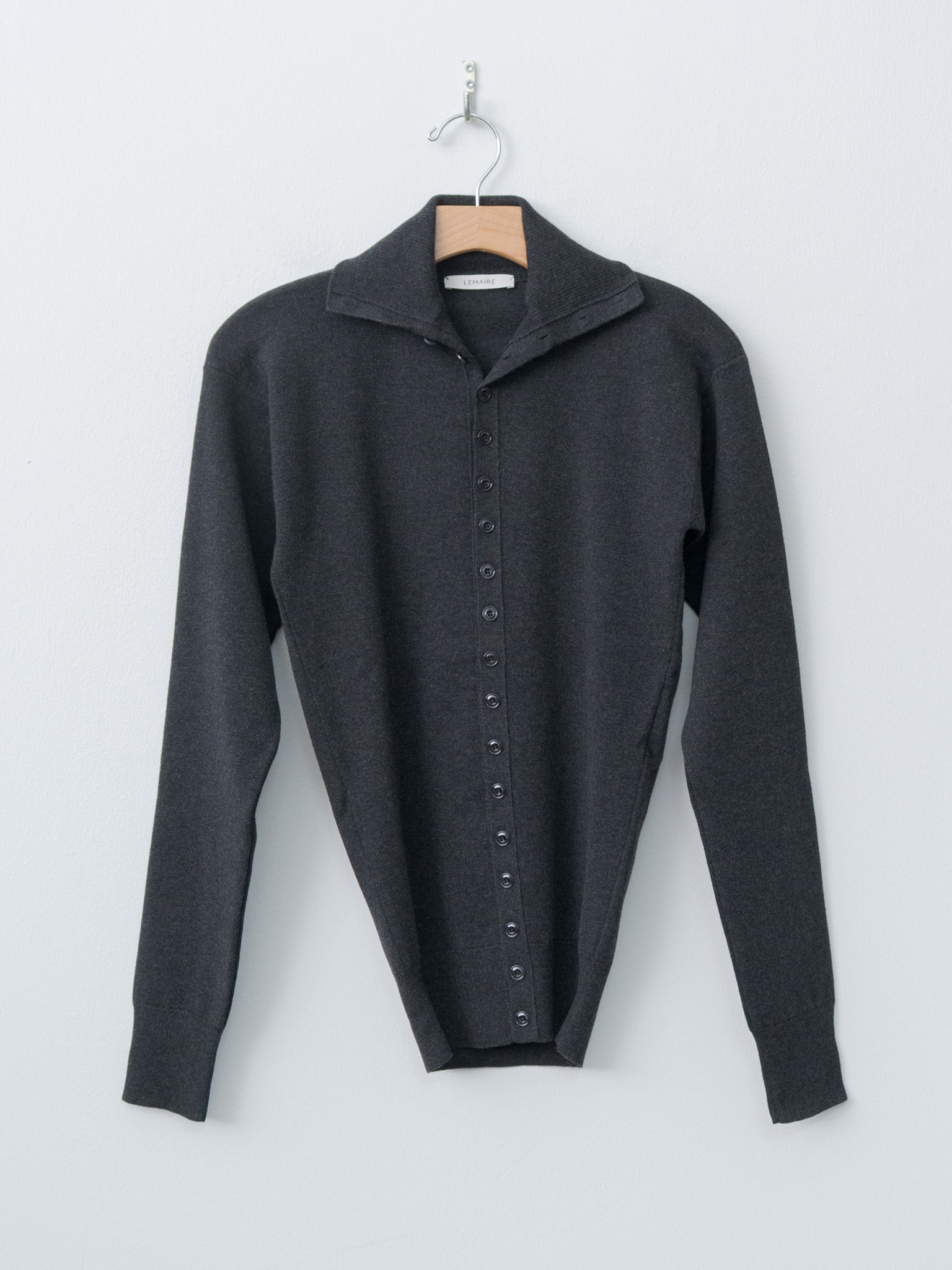 Buttoned Fitted Cardigan - Anthracite Melange