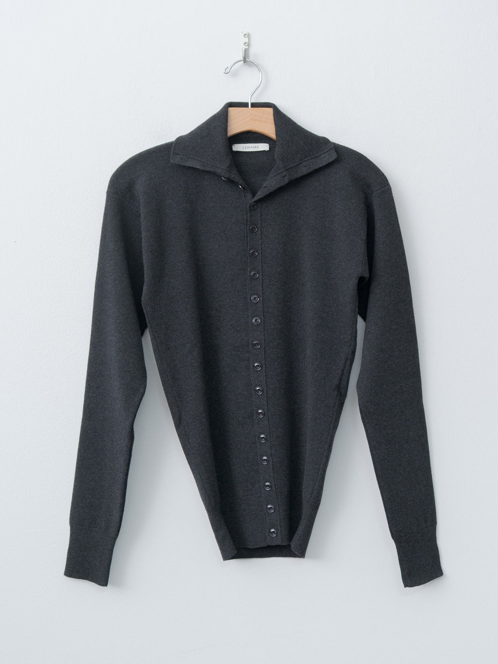 Buttoned Fitted Cardigan - Anthracite Melange
