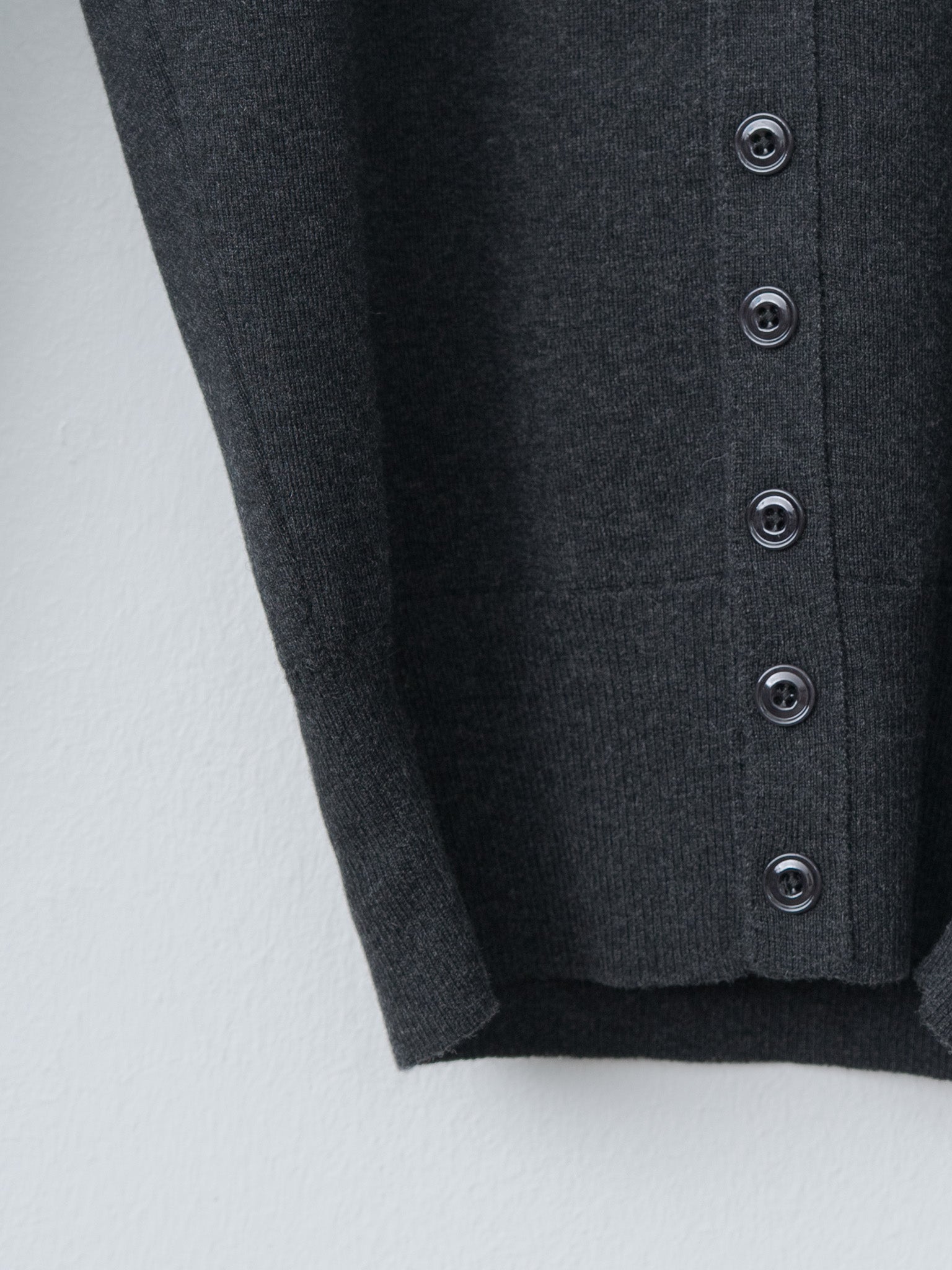 Buttoned Fitted Cardigan - Anthracite Melange
