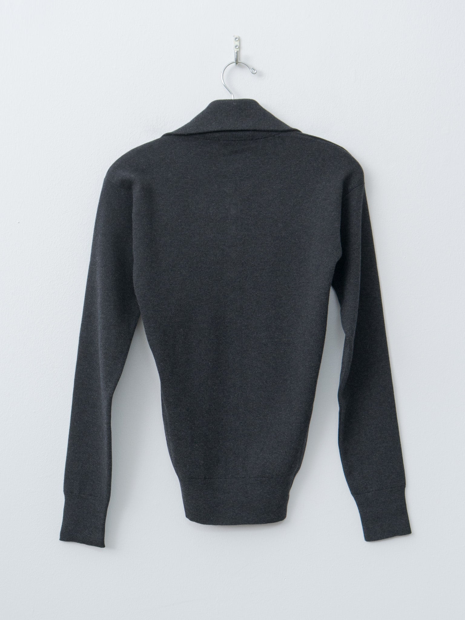Buttoned Fitted Cardigan - Anthracite Melange