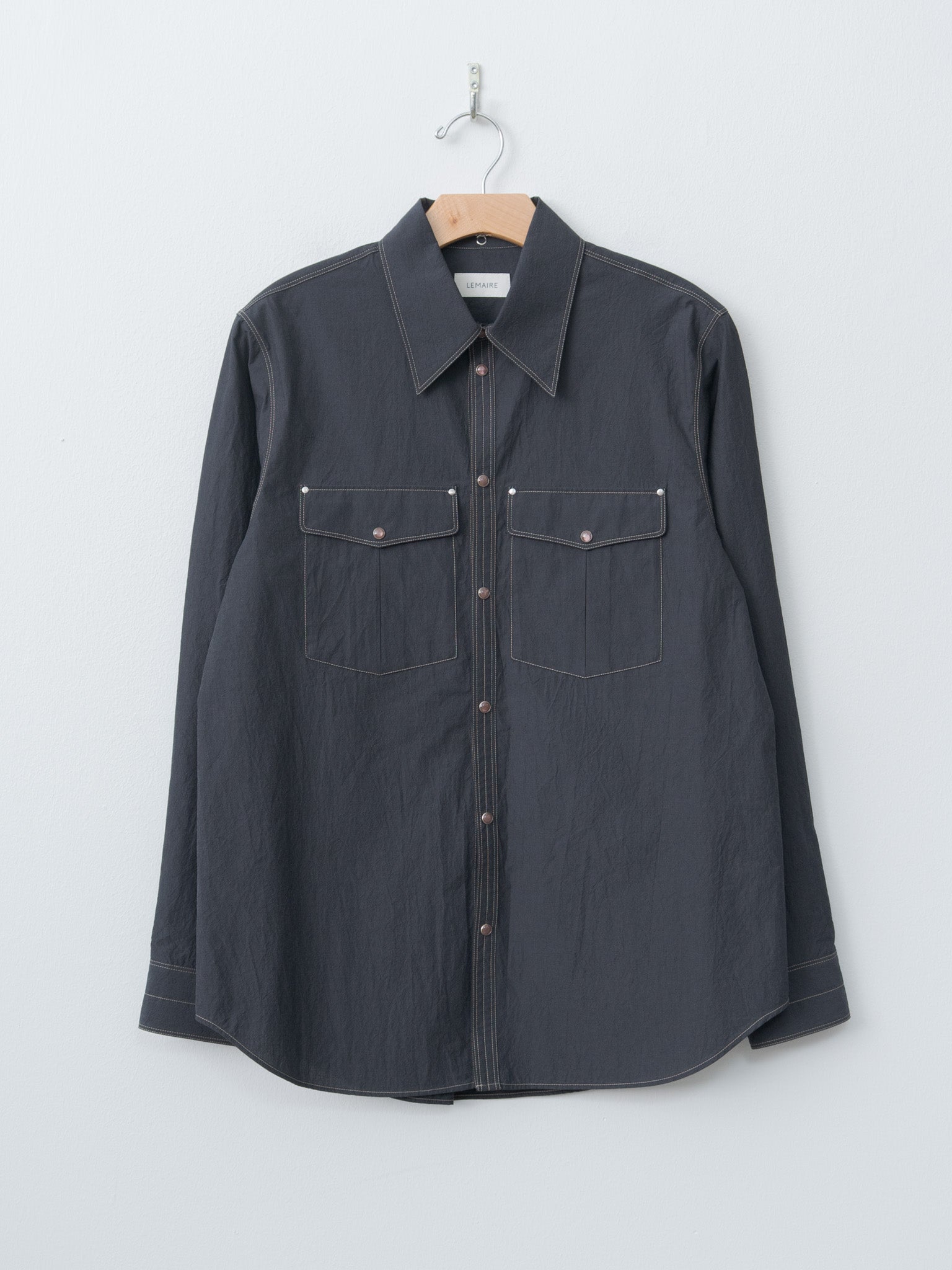 Chest-Pocket Fitted Shirt - Charcoal