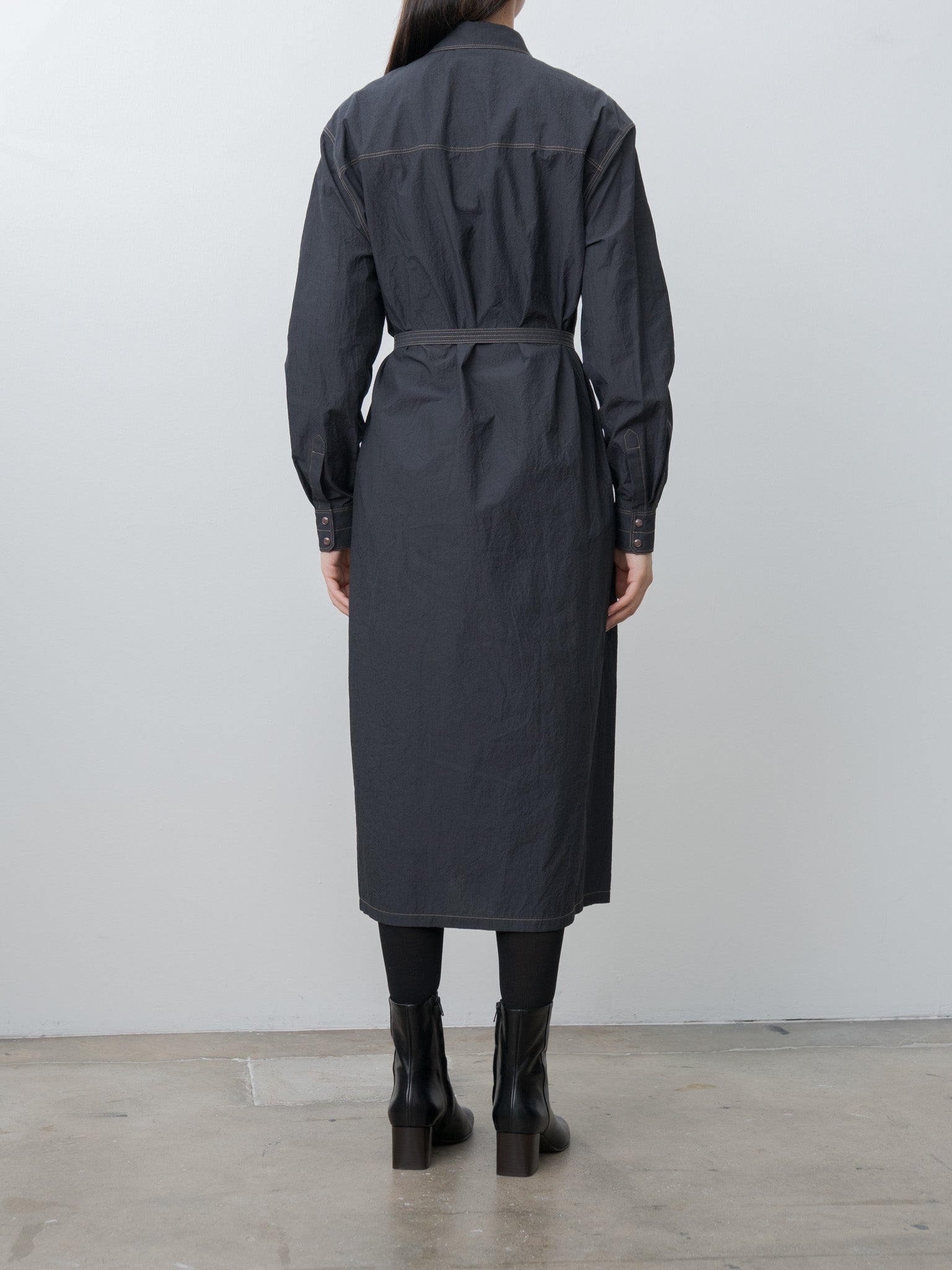 Asymmetrical Shirt Dress - Charcoal
