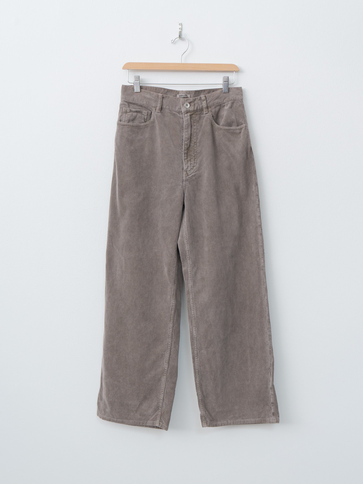 Pigment Dyed Finx Corduroy Wide 5P Pants - Olive Brown