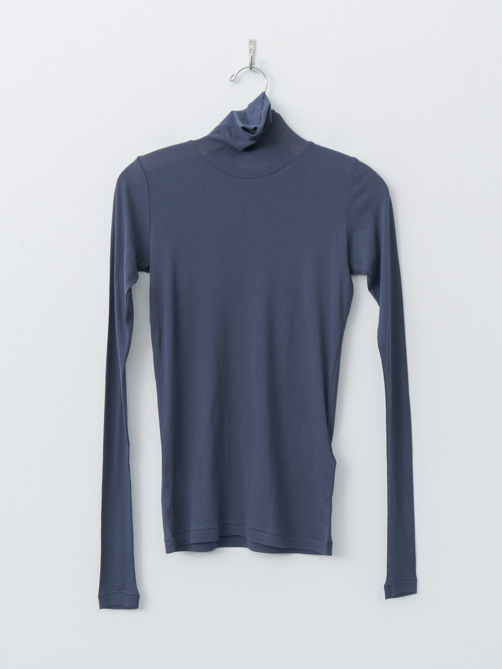 Super High Gauge Sheer Rib Turtle Neck L/S Tee - Navy