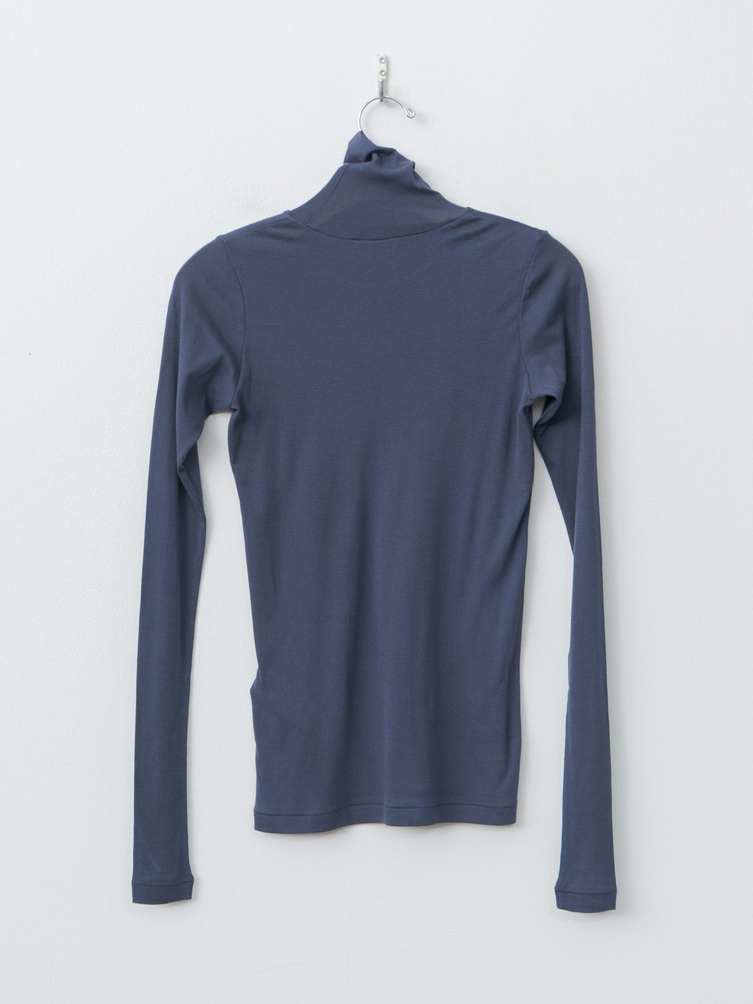 Super High Gauge Sheer Rib Turtle Neck L/S Tee - Navy