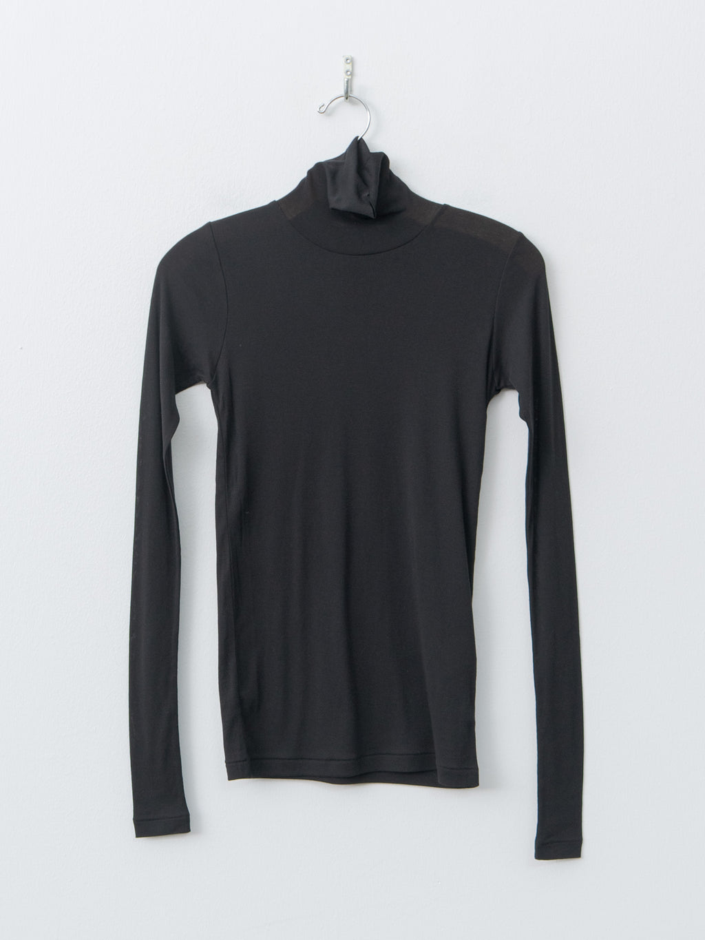 Super High Gauge Sheer Rib Turtle Neck L/S Tee - Black