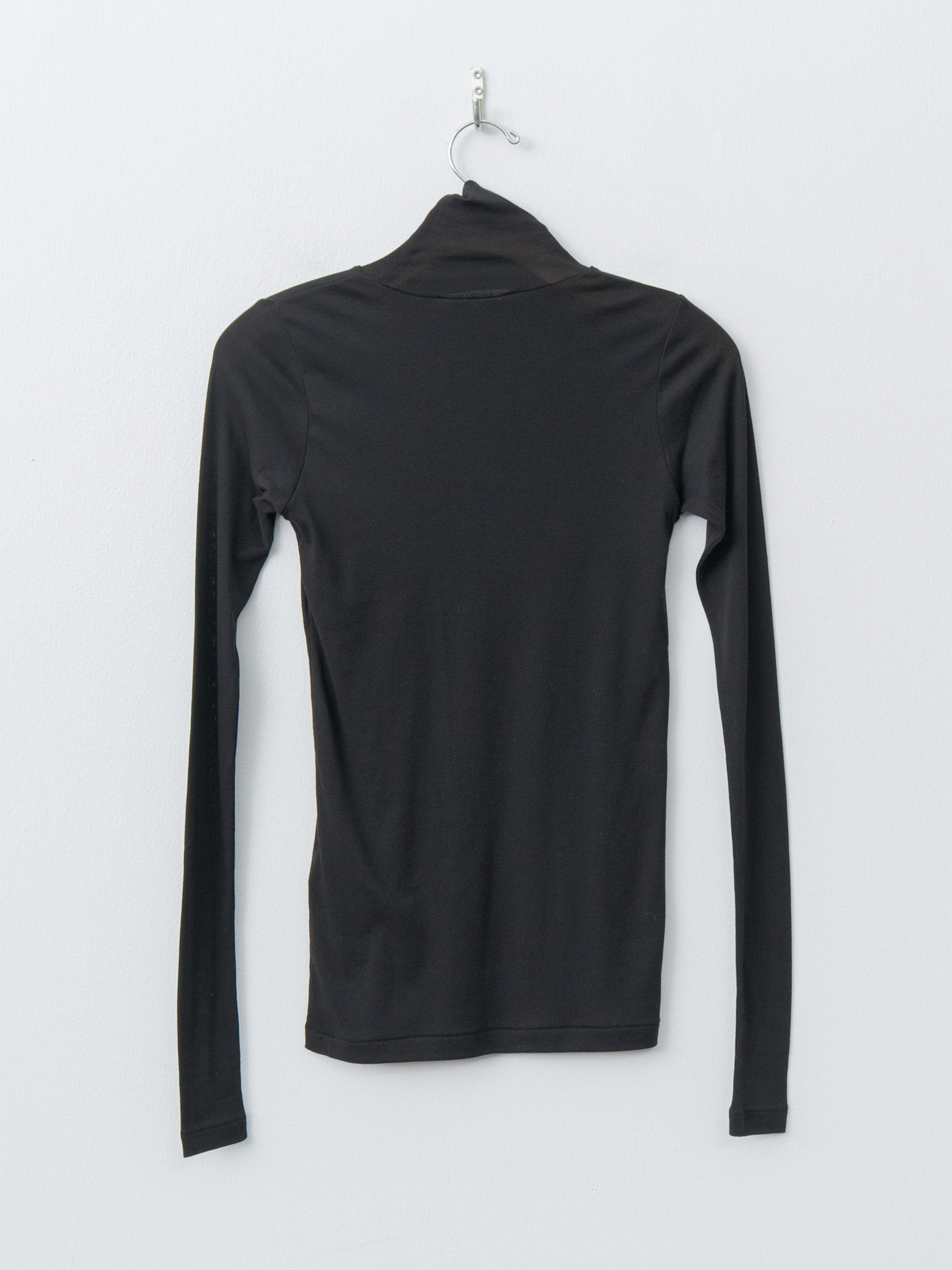 Super High Gauge Sheer Rib Turtle Neck L/S Tee - Black