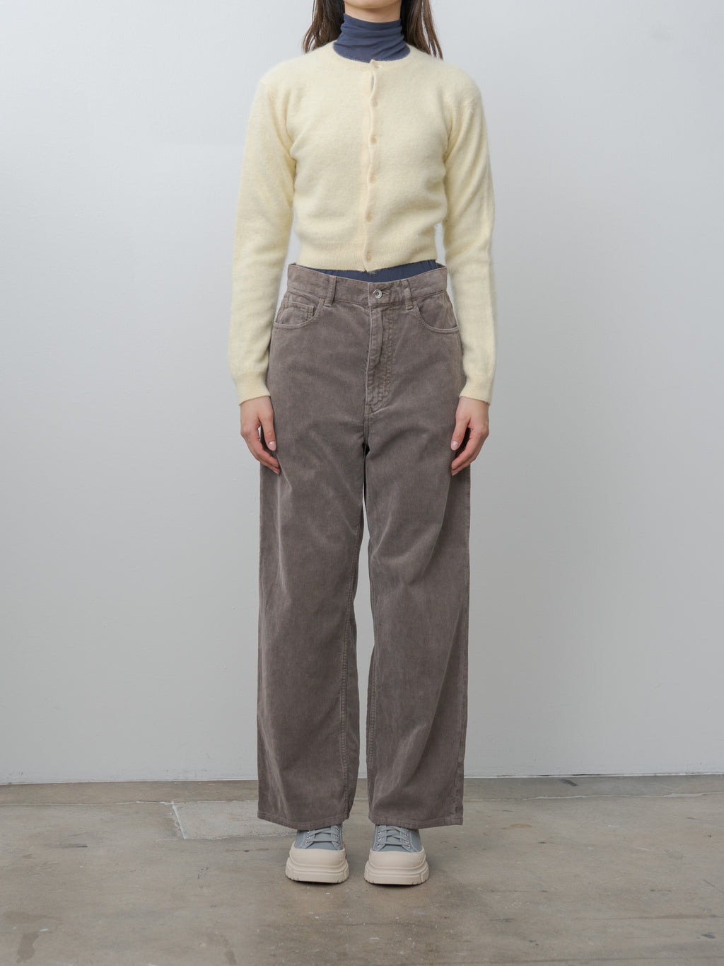 Garment-Dyed Baby Alpaca Fur Knit Crew-Neck Cardigan - Ecru
