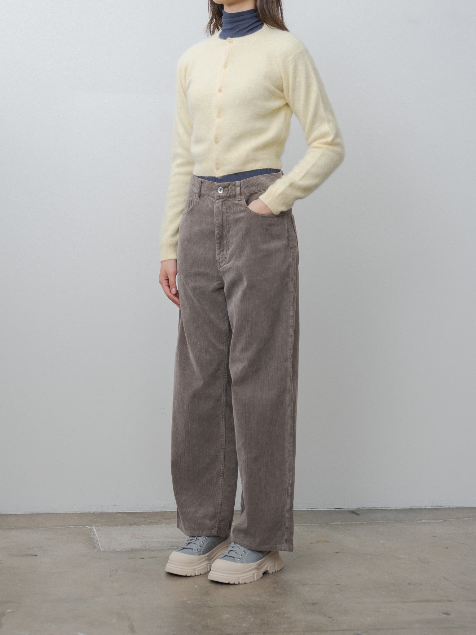 Garment-Dyed Baby Alpaca Fur Knit Crew-Neck Cardigan - Ecru