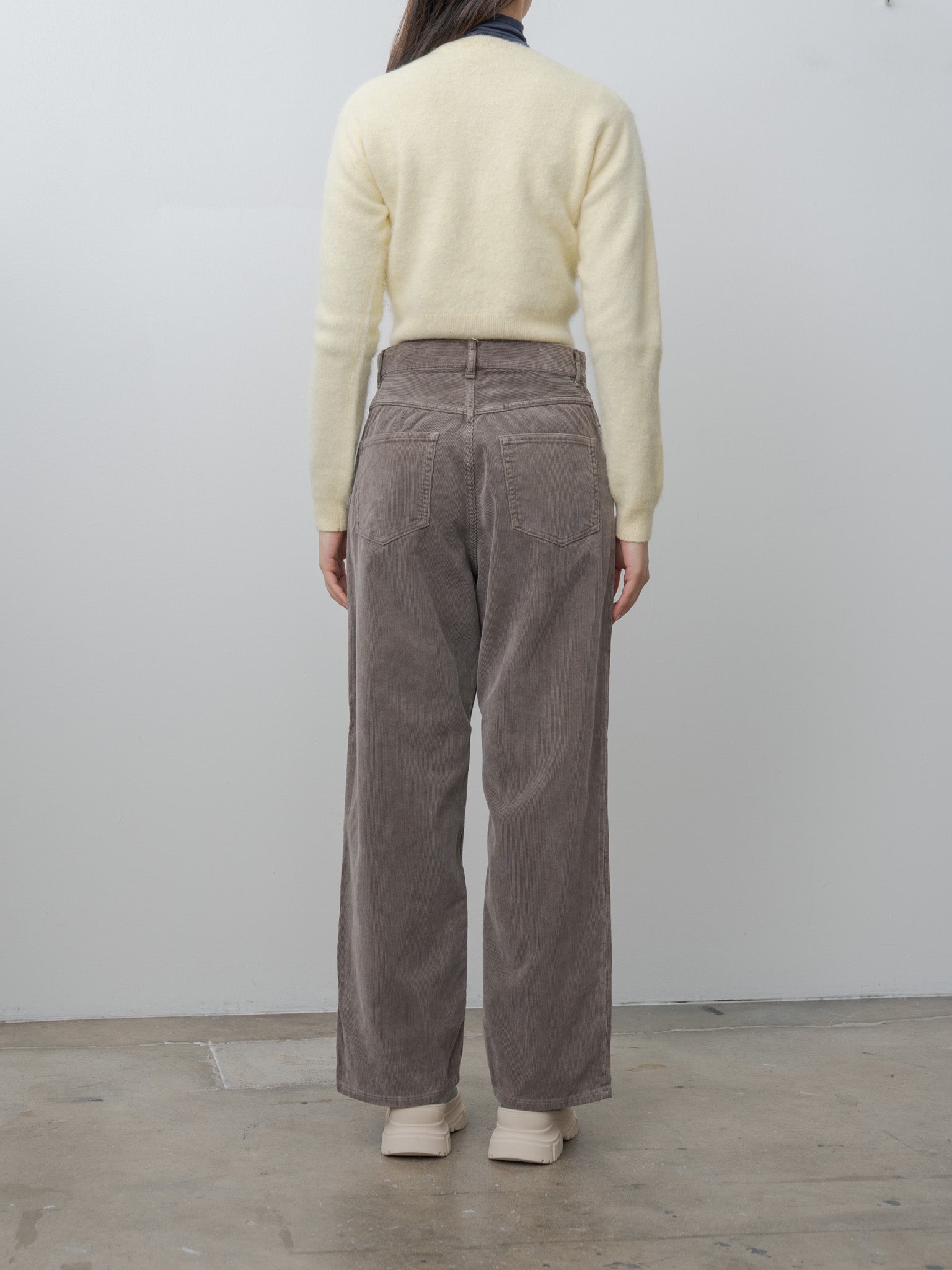 Garment-Dyed Baby Alpaca Fur Knit Crew-Neck Cardigan - Ecru