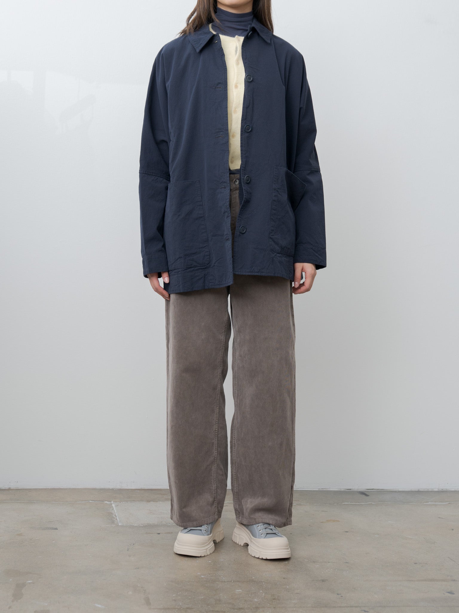 Pigment Dyed Finx Corduroy Wide 5P Pants - Olive Brown