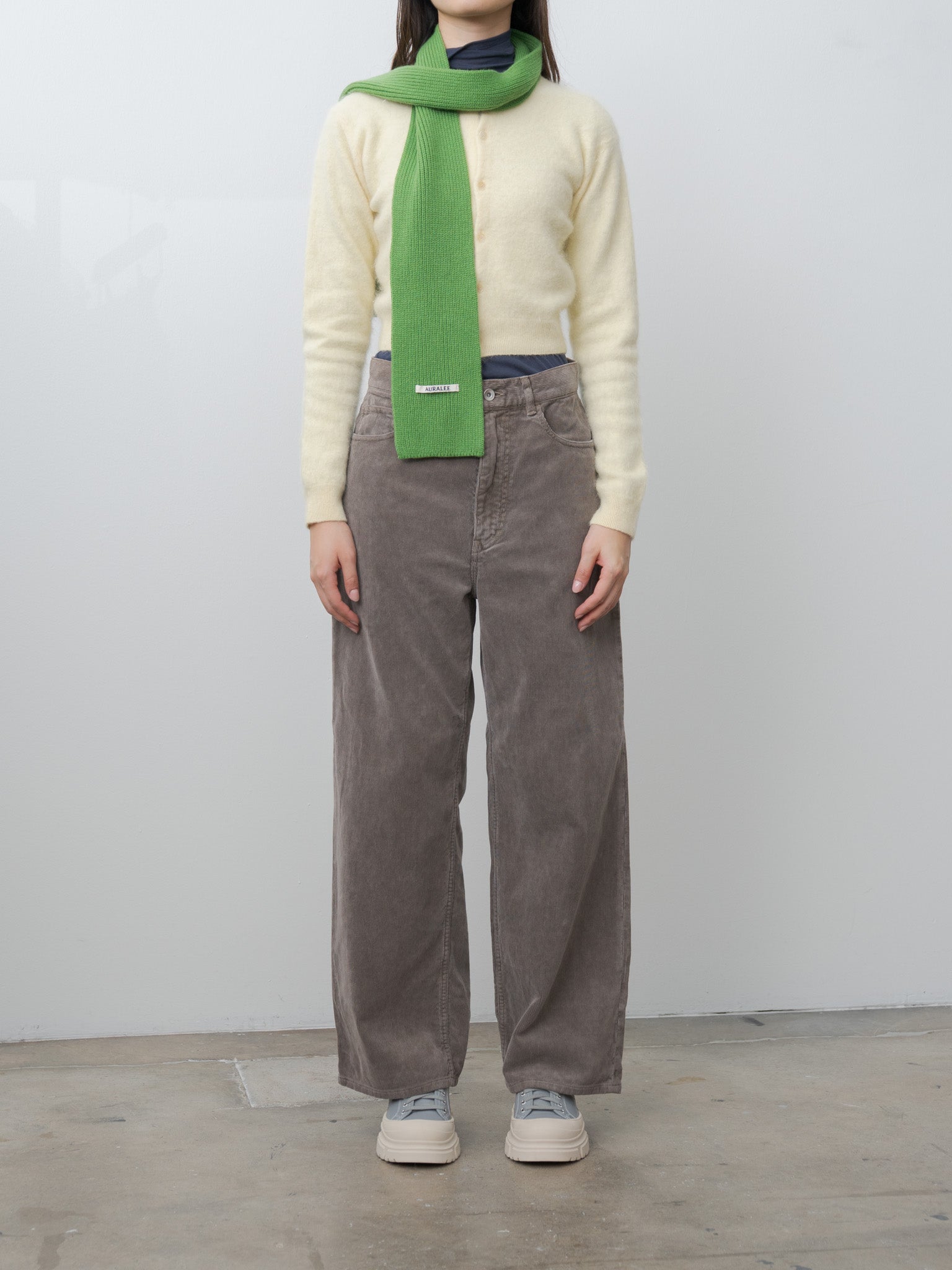 Light Cashmere Knit Stole - Green