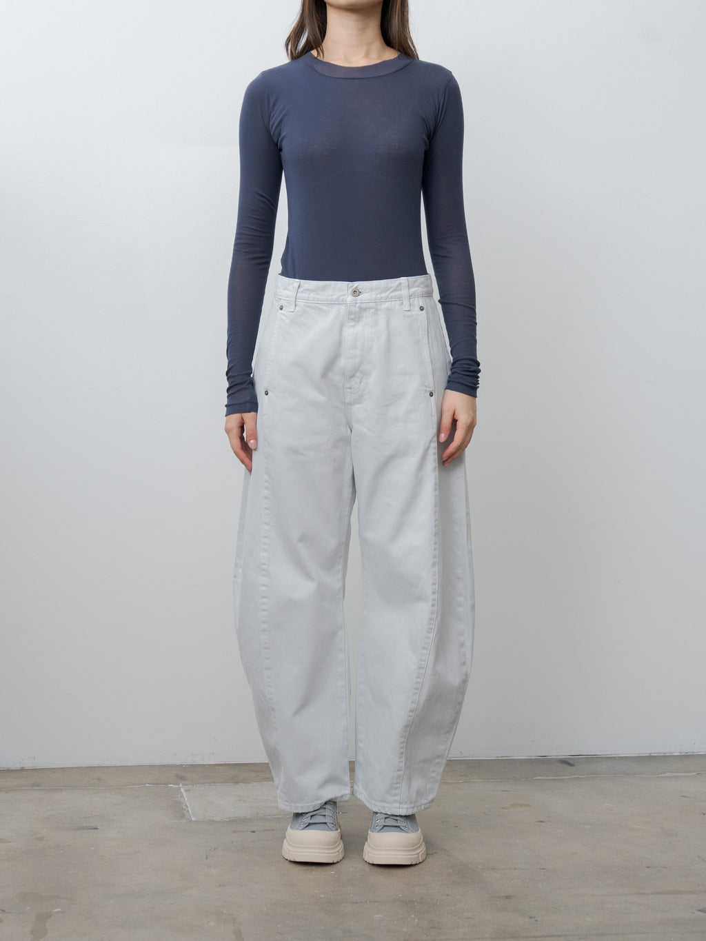 Super High Gauge Sheer Rib L/S Tee - Navy