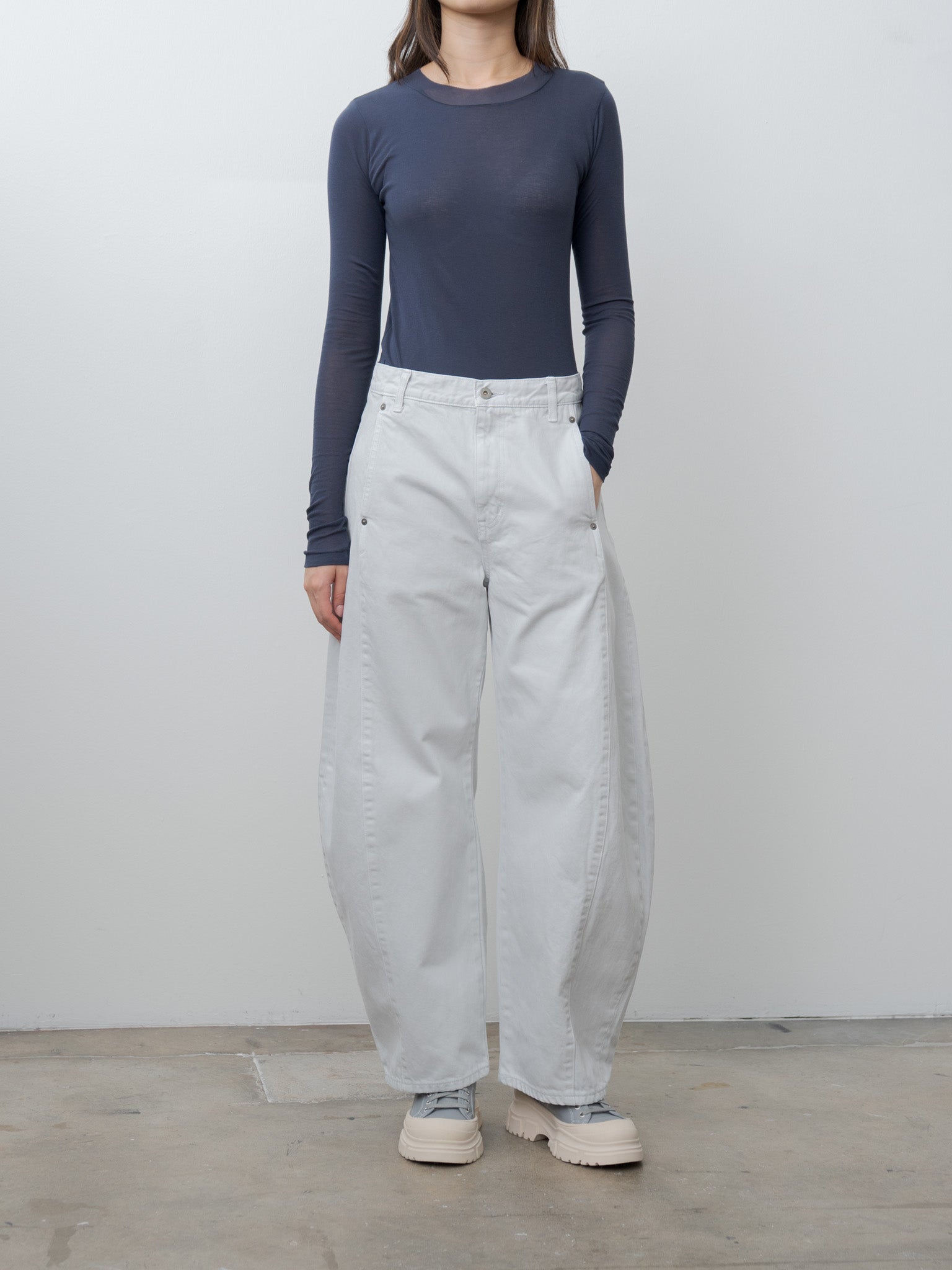 Super High Gauge Sheer Rib L/S Tee - Navy