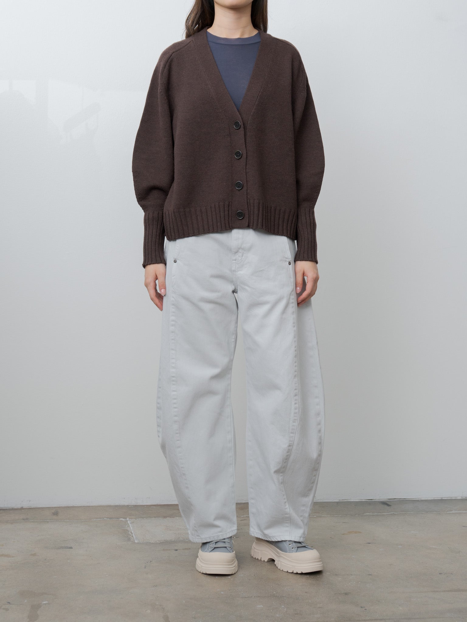 Balloon Sleeve Cardigan - Wood