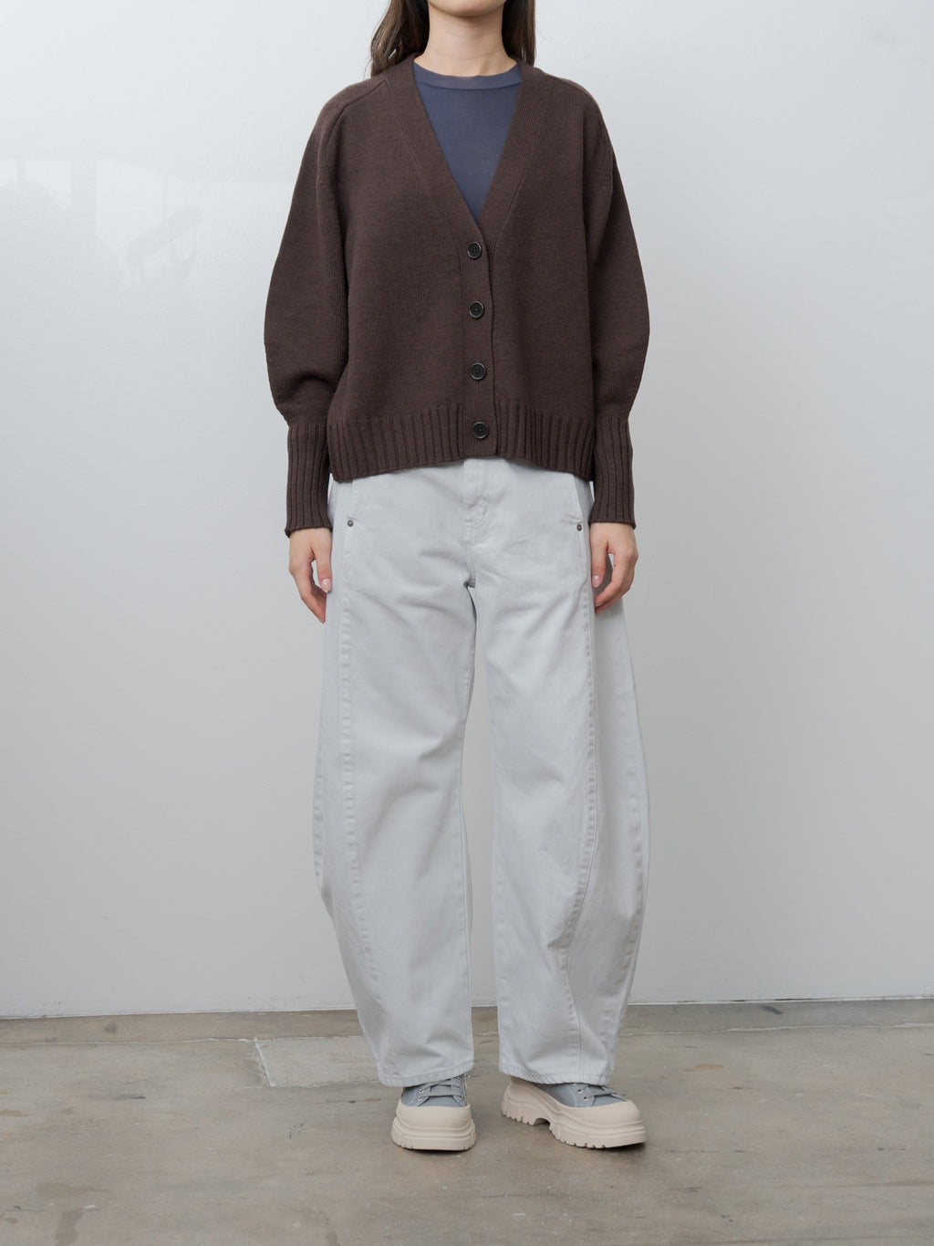 Balloon Sleeve Cardigan - Wood