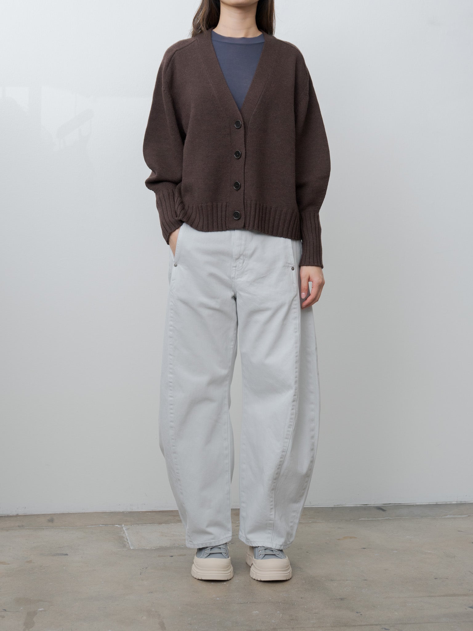 Balloon Sleeve Cardigan - Wood