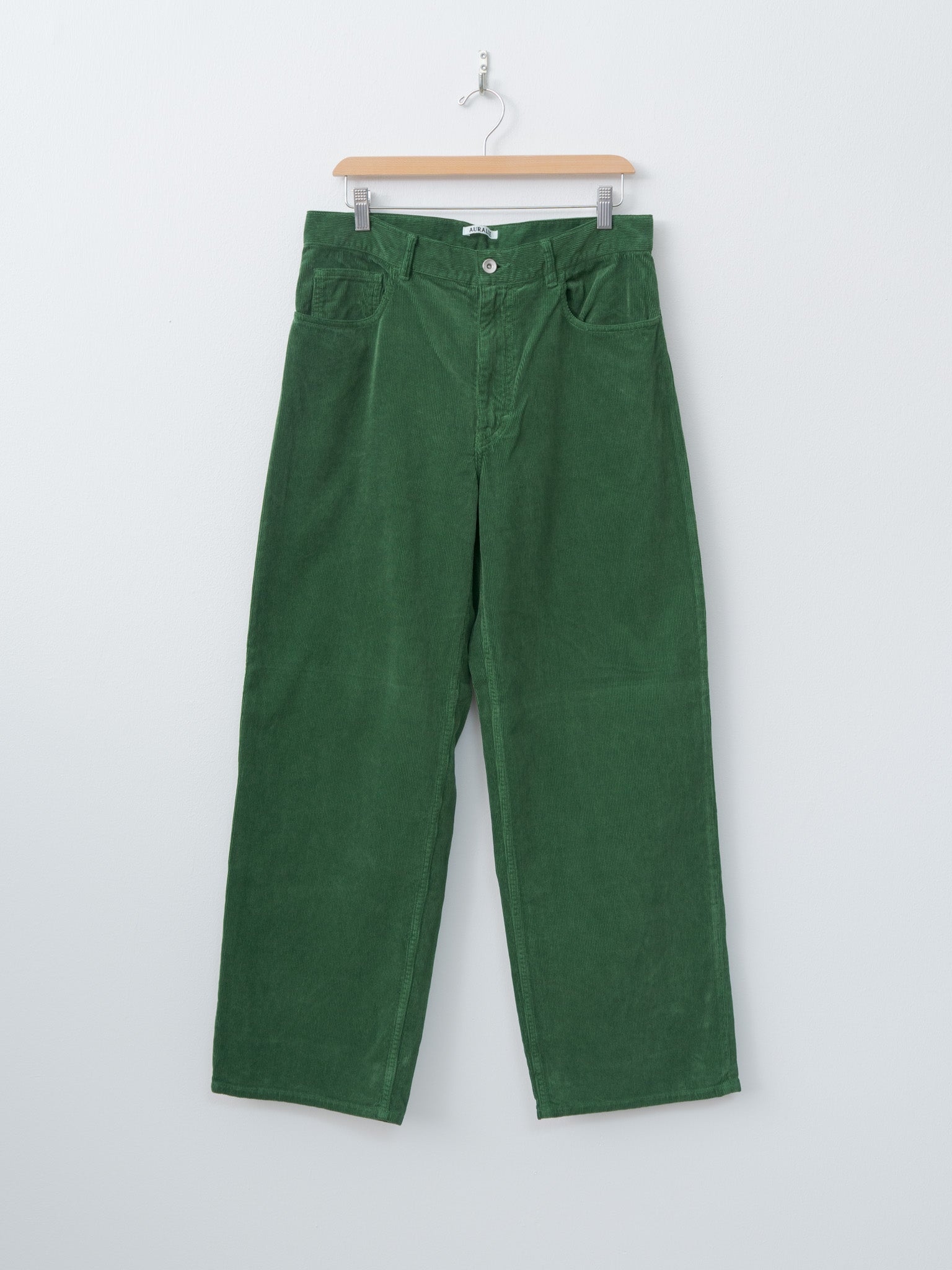 Pigment Dyed Finx Corduroy Wide 5P Pants - Forest Green