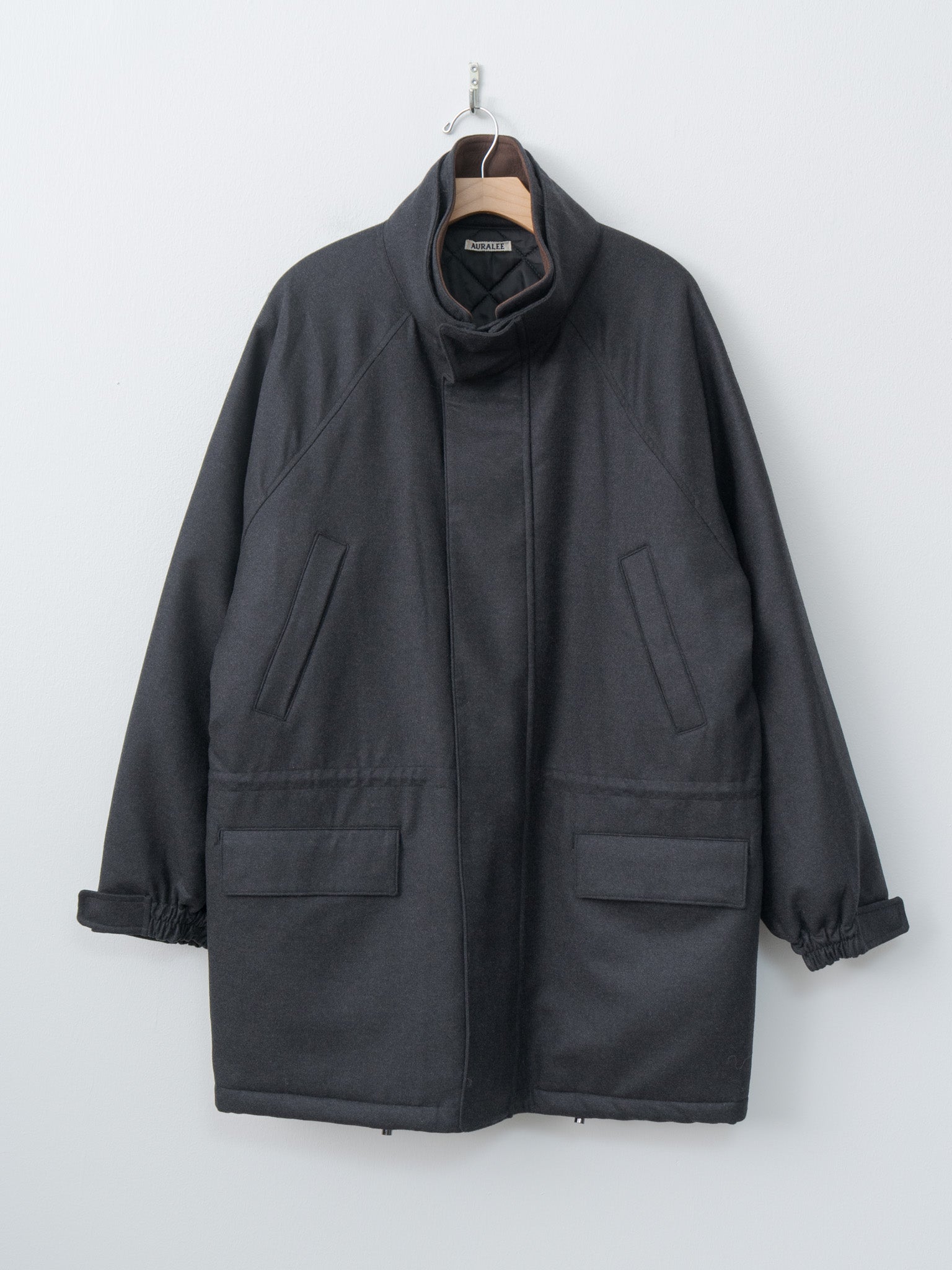 Wool Fulling Flannel Padded Over Blouson - Top Charcoal