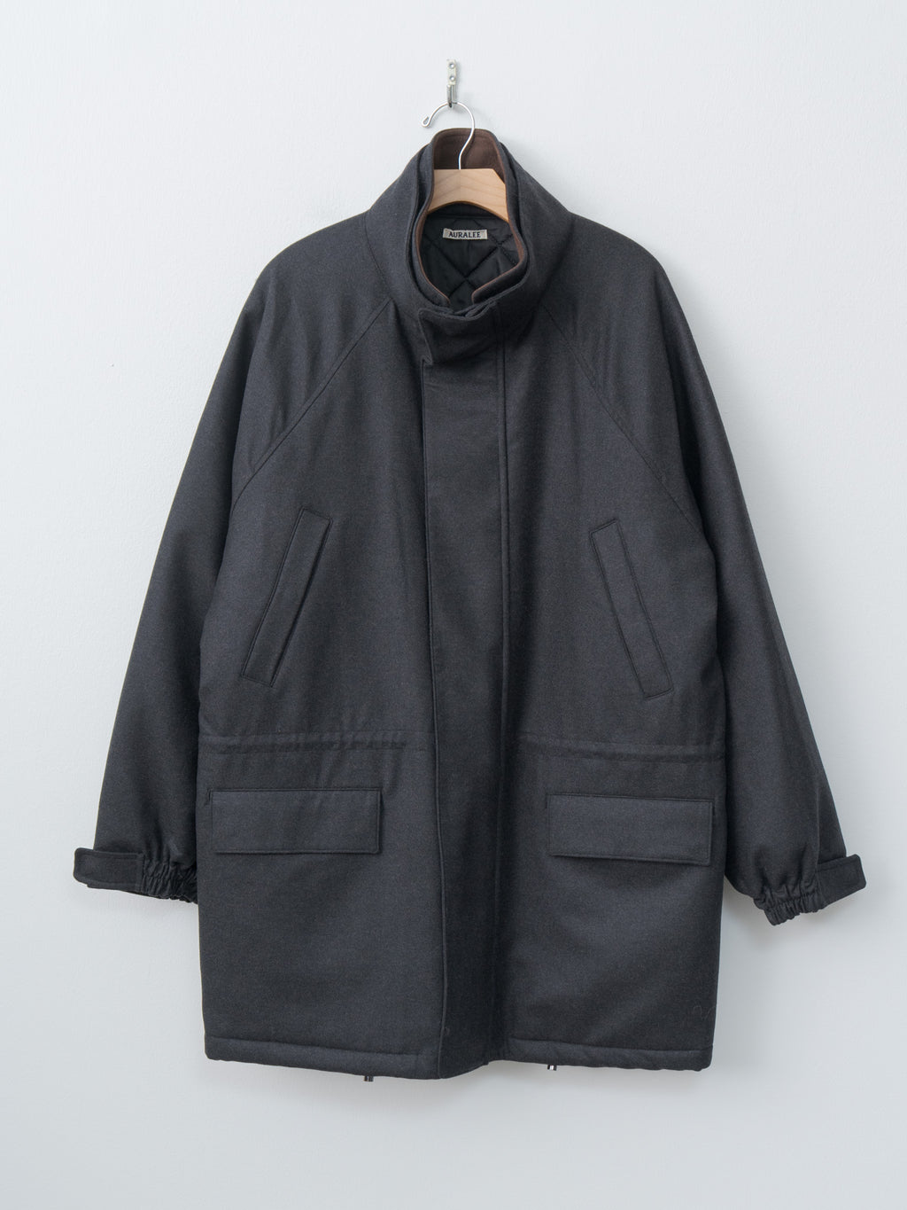 Wool Fulling Flannel Padded Over Blouson - Top Charcoal