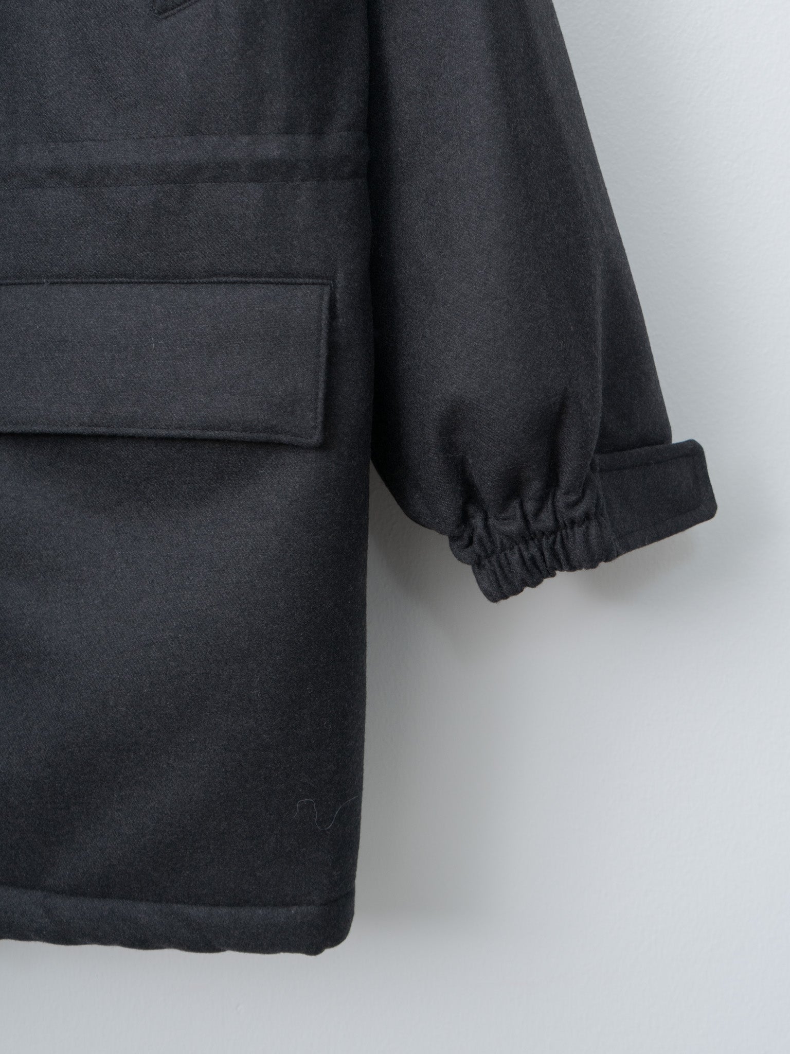 Wool Fulling Flannel Padded Over Blouson - Top Charcoal