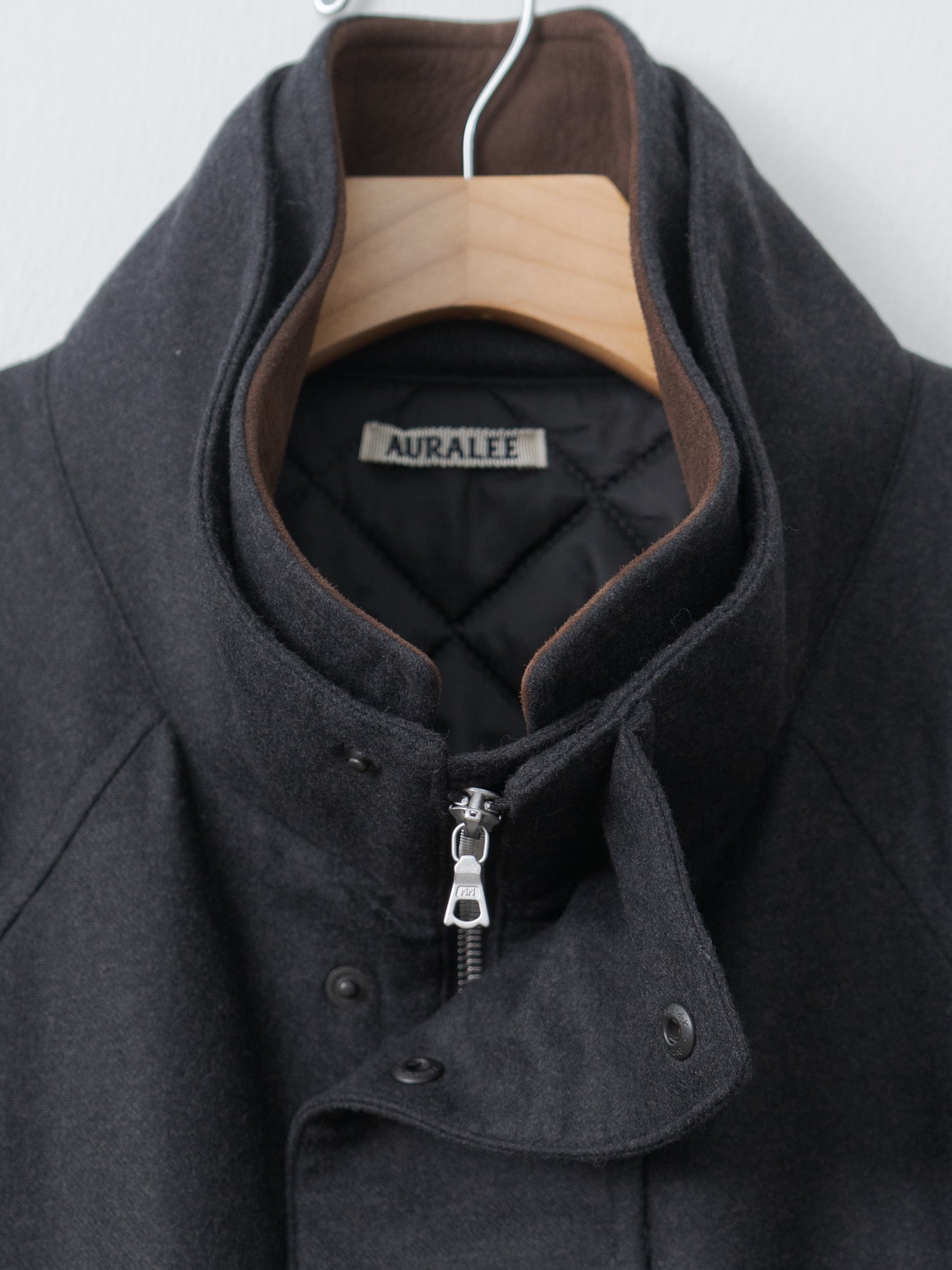 Wool Fulling Flannel Padded Over Blouson - Top Charcoal