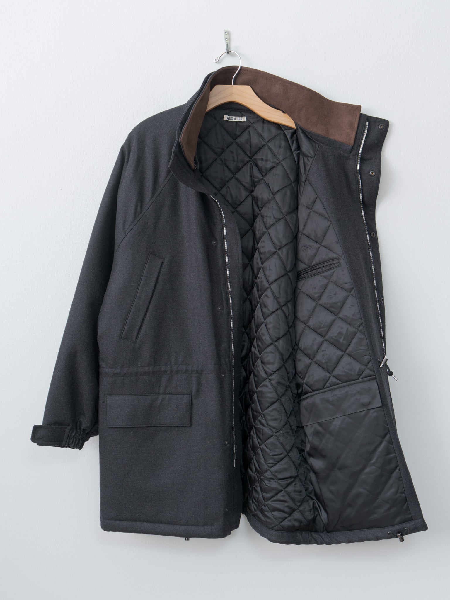 Wool Fulling Flannel Padded Over Blouson - Top Charcoal