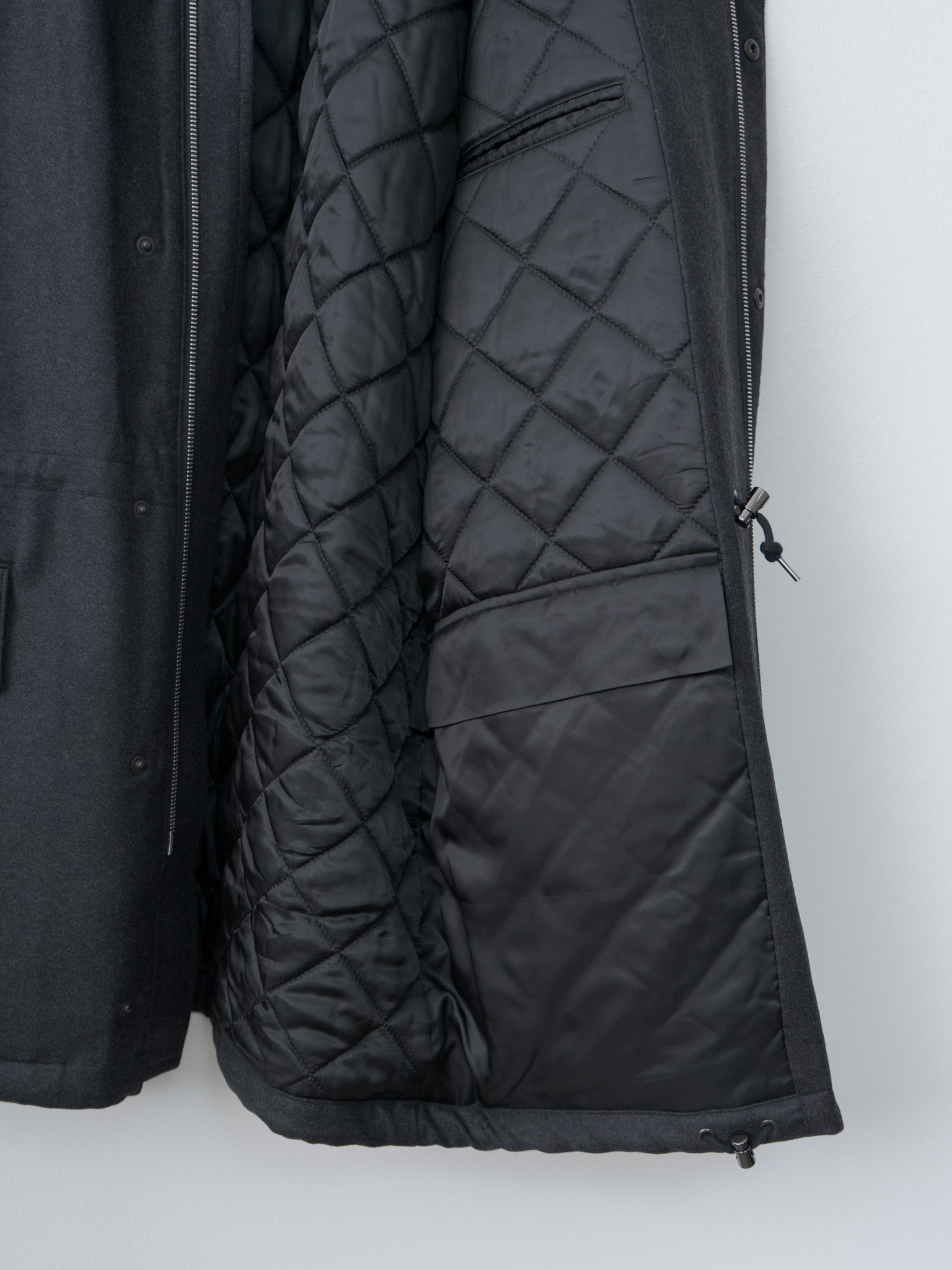 Wool Fulling Flannel Padded Over Blouson - Top Charcoal
