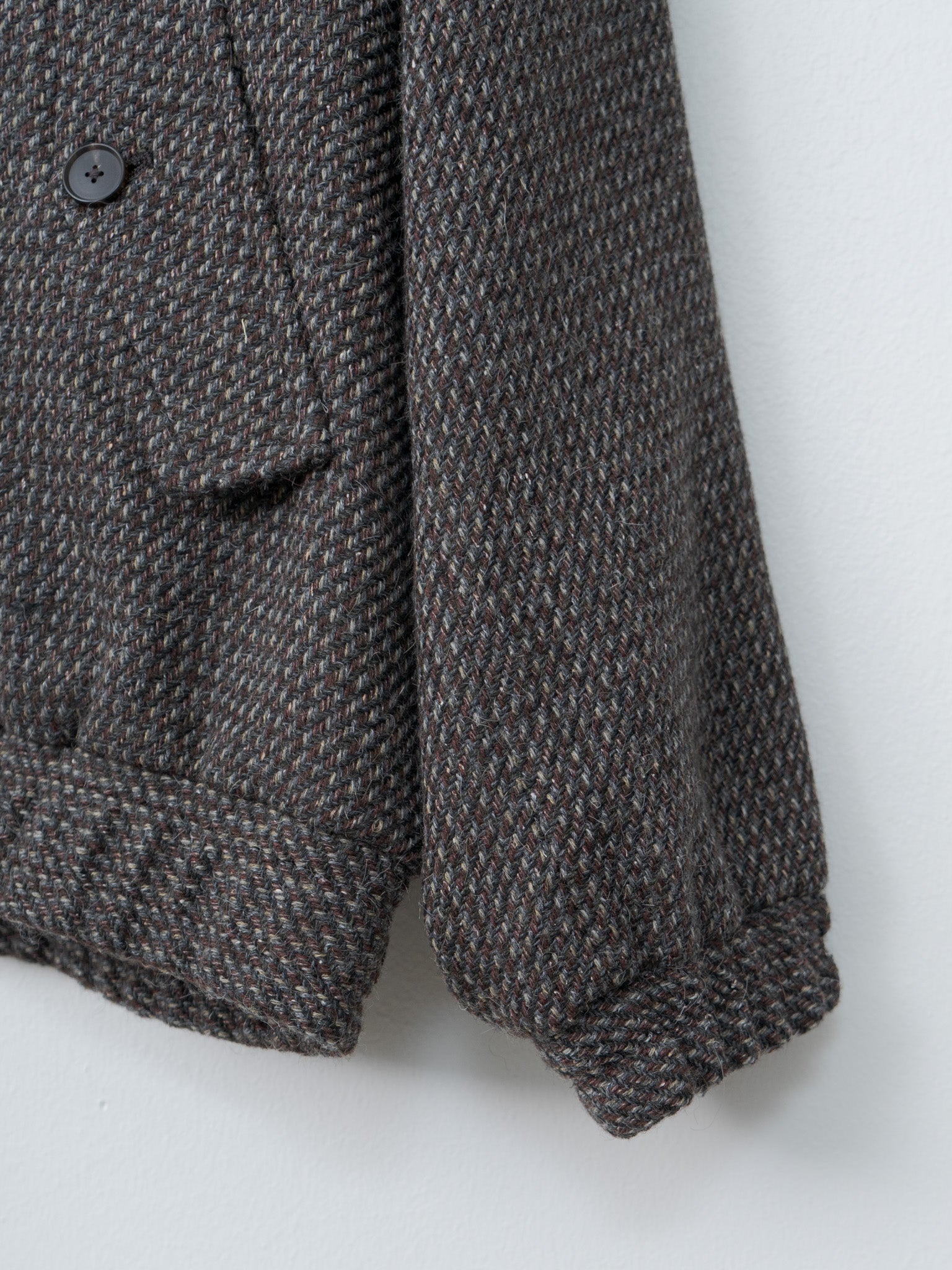Alpaca Wool Silk Tweed Zip Blouson - Gray Brown Hairline