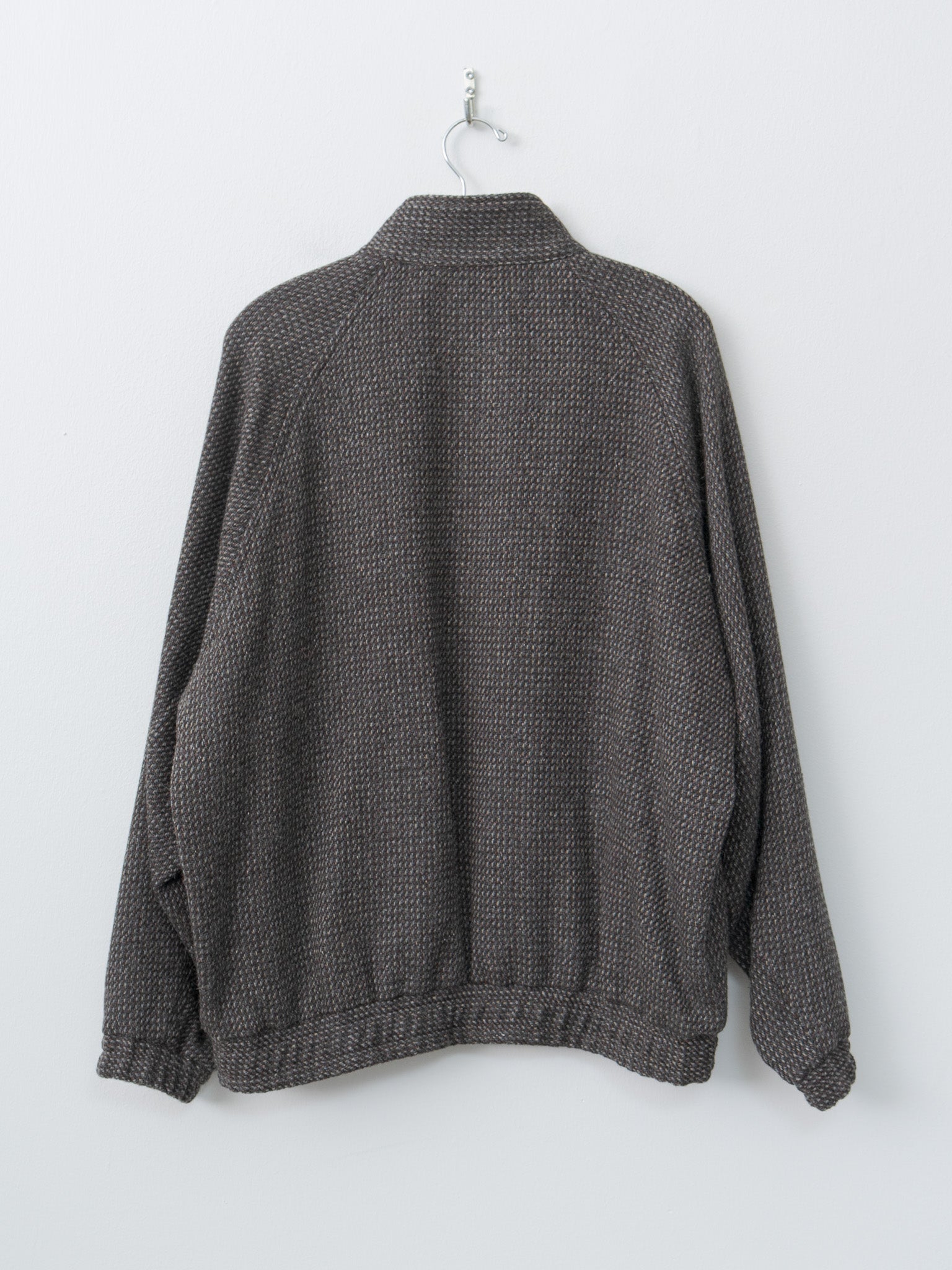 Alpaca Wool Silk Tweed Zip Blouson - Gray Brown Hairline