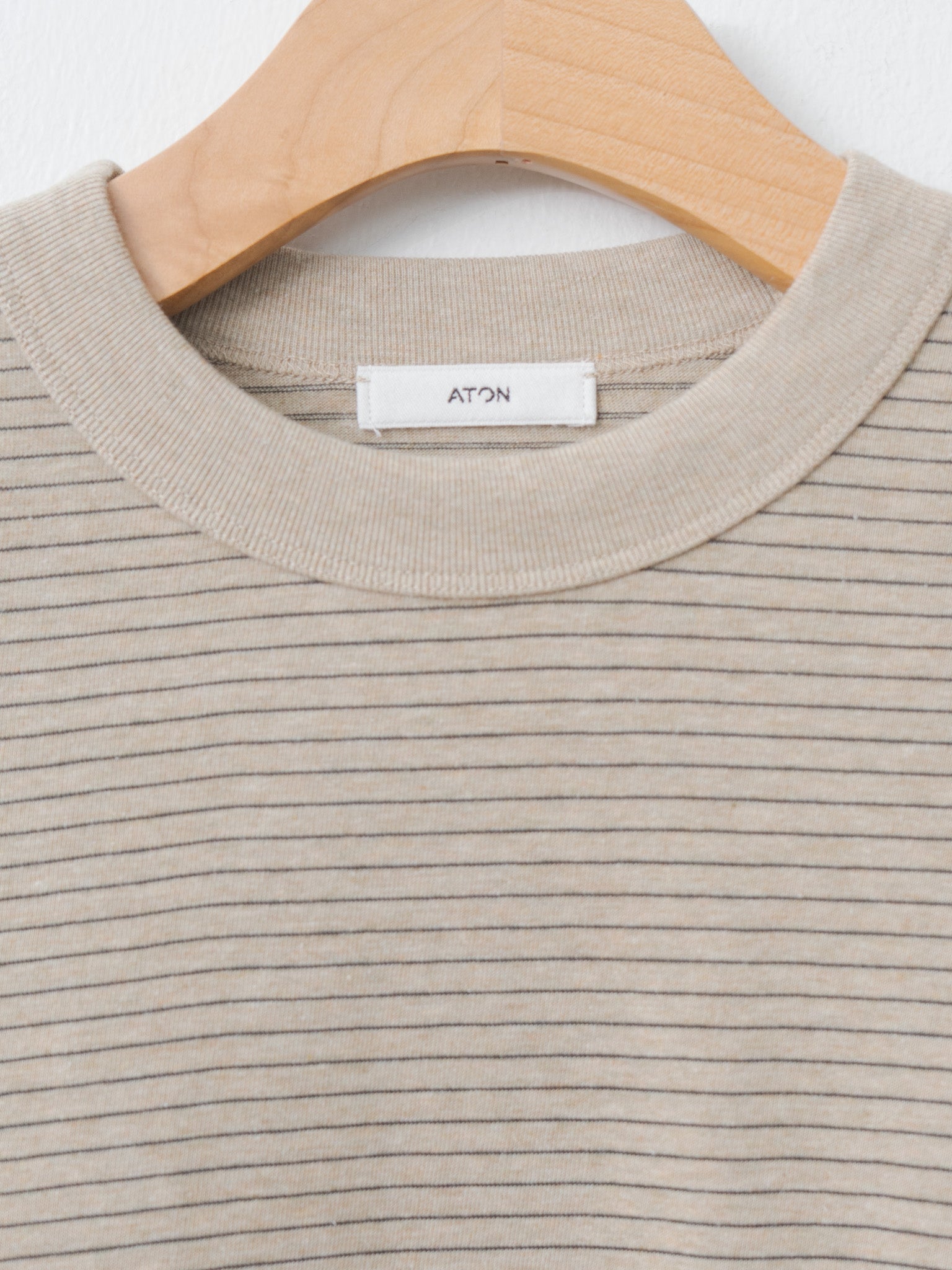 Suvin Double Jersey Crewneck Pullover - Beige Stripe