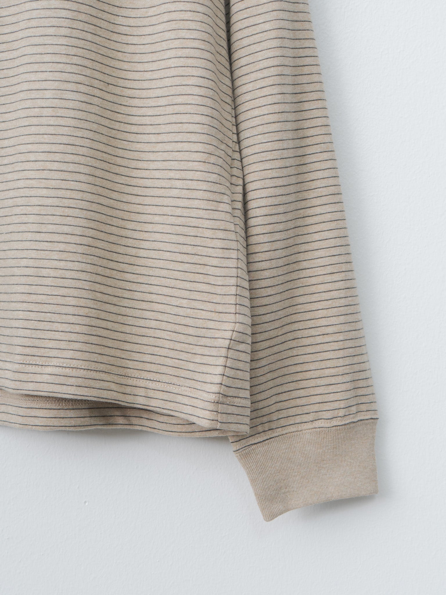 Suvin Double Jersey Crewneck Pullover - Beige Stripe