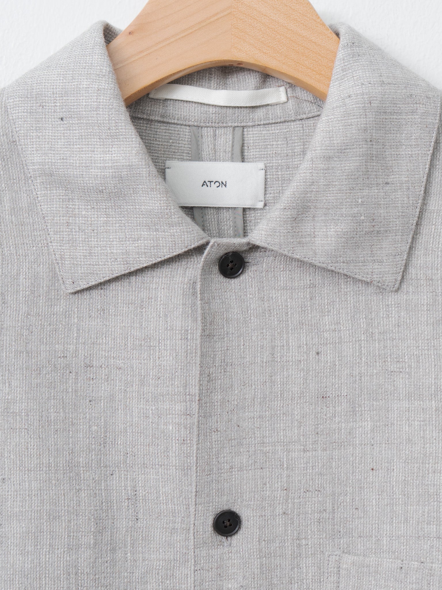 Linen Wool Twill Shirt Jacket - Light Gray