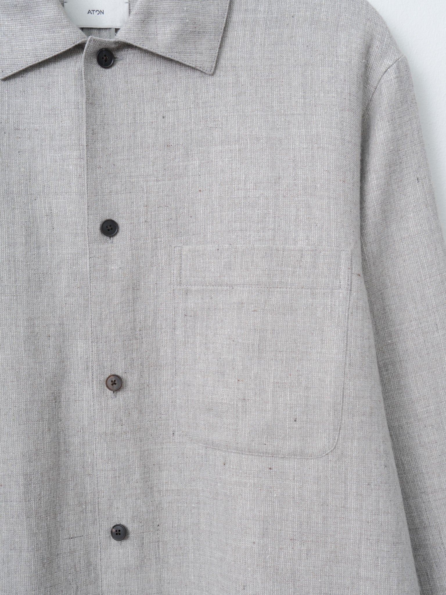Linen Wool Twill Shirt Jacket - Light Gray
