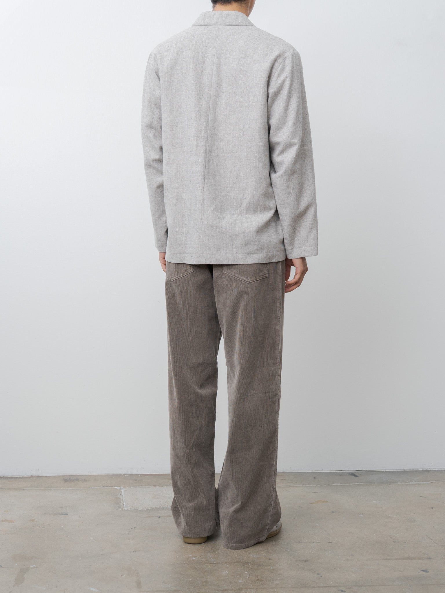 Linen Wool Twill Shirt Jacket - Light Gray