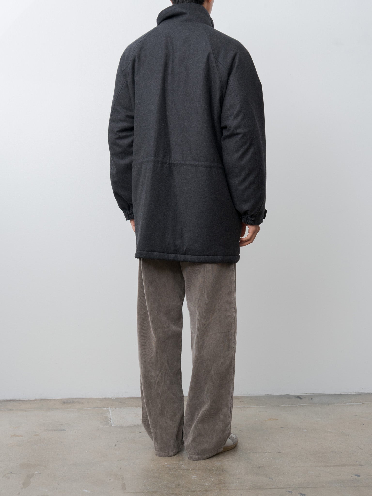 Wool Fulling Flannel Padded Over Blouson - Top Charcoal