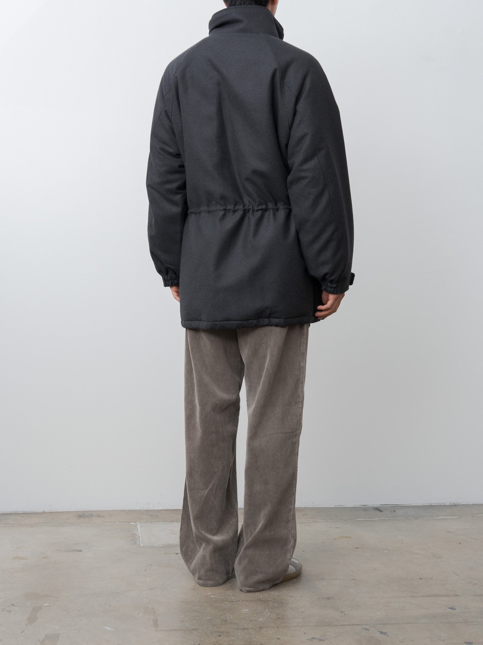 Wool Fulling Flannel Padded Over Blouson - Top Charcoal