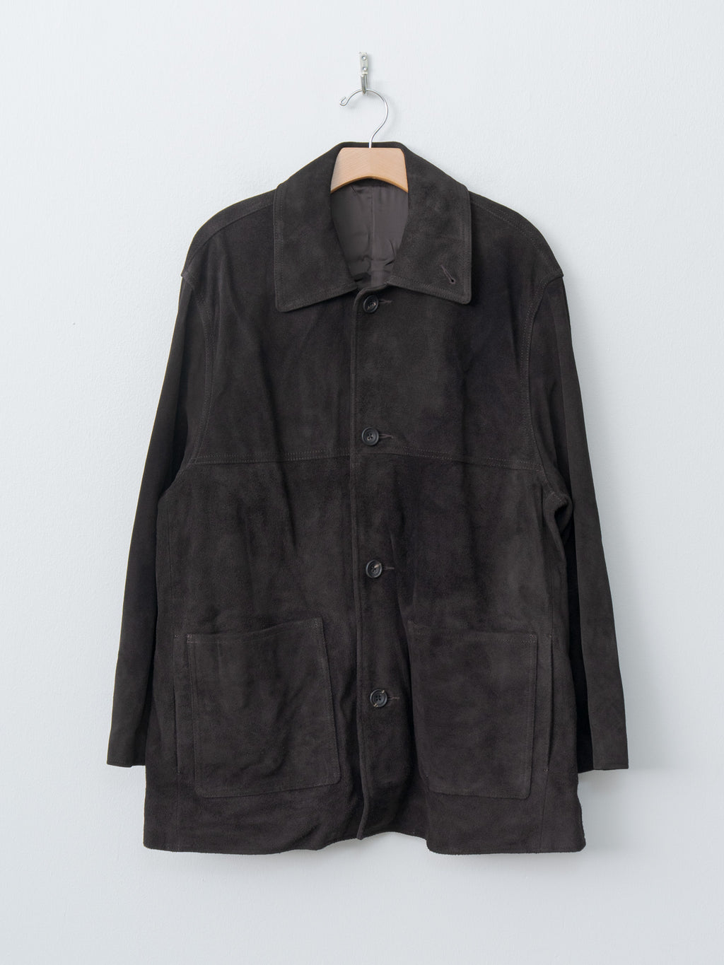 Suede Zip Car Jacket - Dark Brown