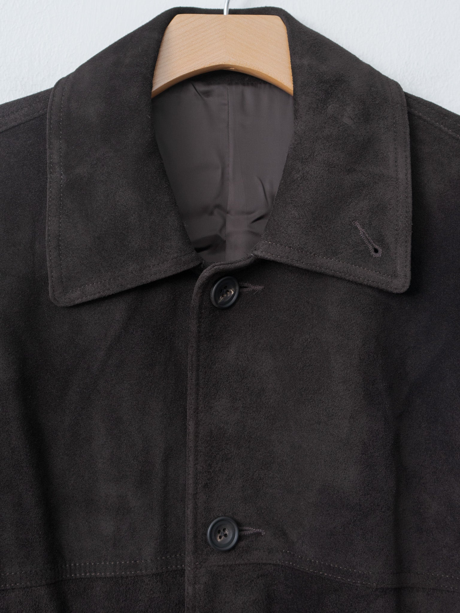 Suede Zip Car Jacket - Dark Brown