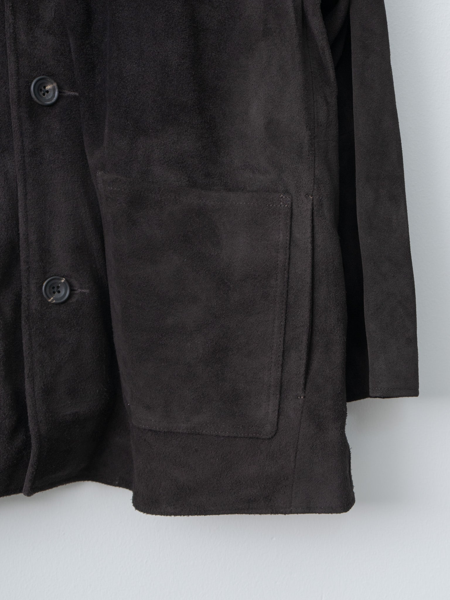 Suede Zip Car Jacket - Dark Brown