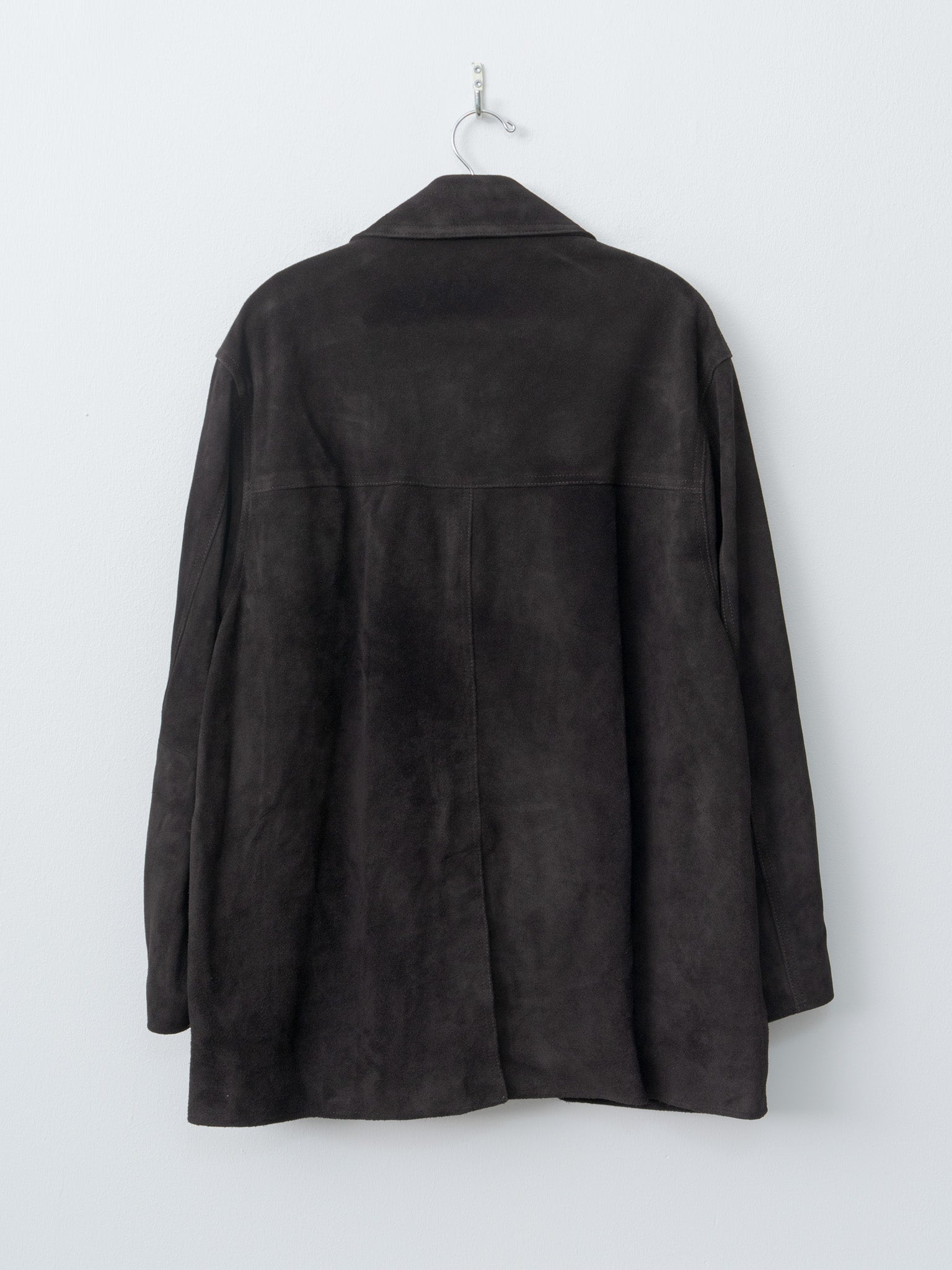 Suede Zip Car Jacket - Dark Brown