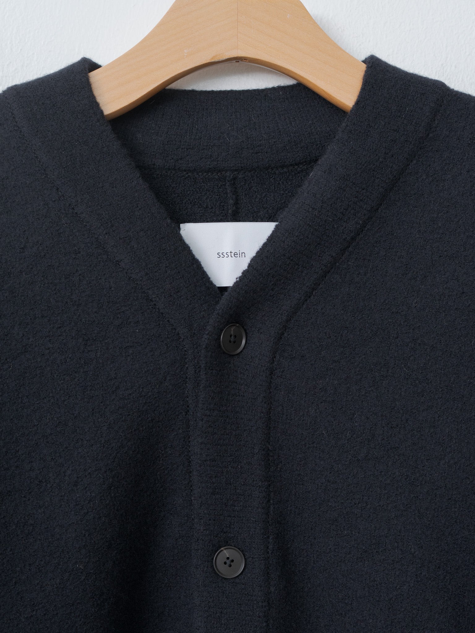Extra Fine Wool Knit Tucked Cardigan Coatigan - Black
