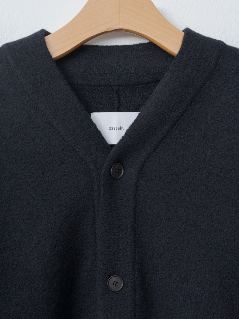 Namu Shop - ssstein Extra Fine Wool Knit Tucked Cardigan Coatigan - Black
