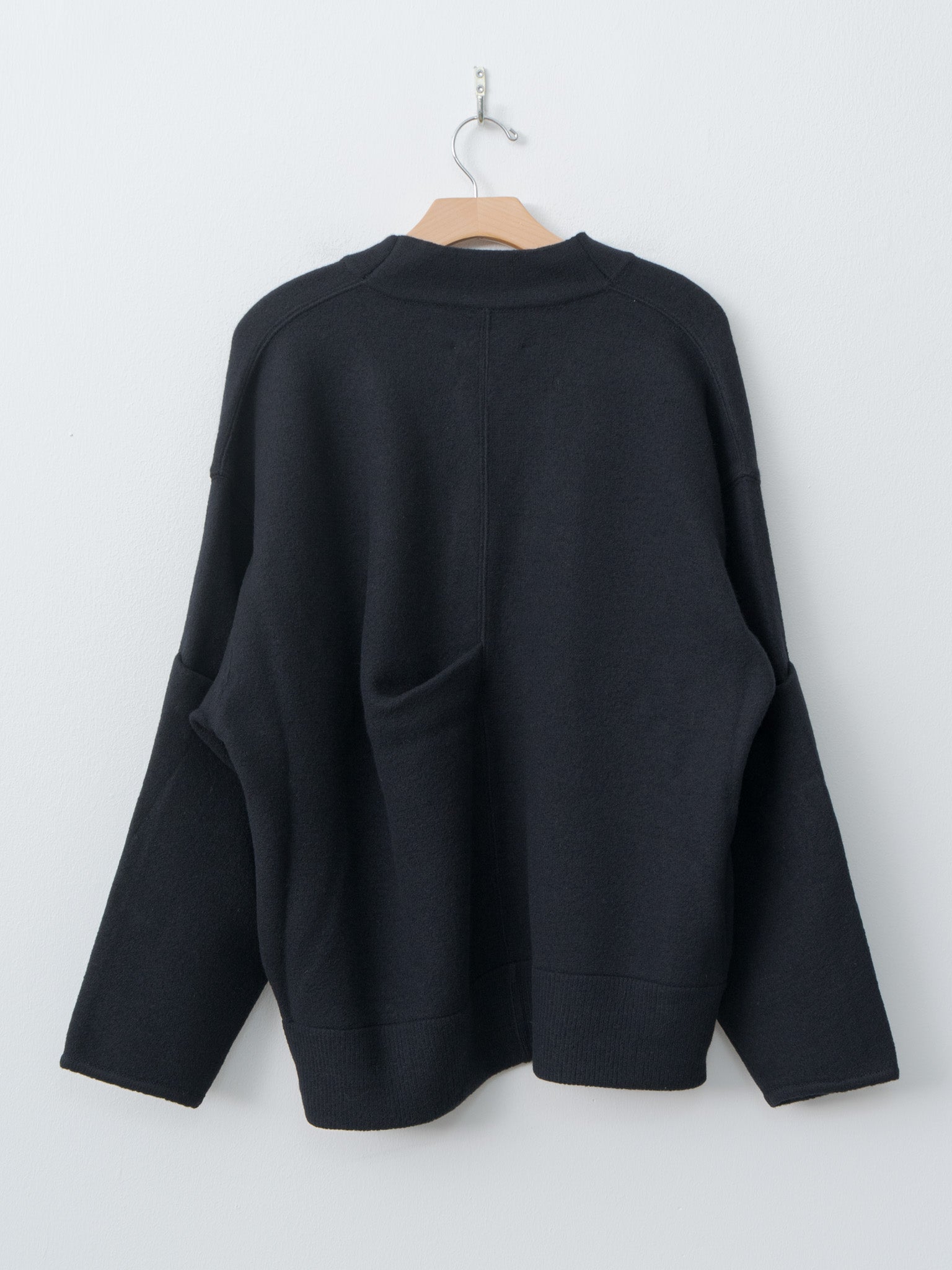 Extra Fine Wool Knit Tucked Cardigan Coatigan - Black