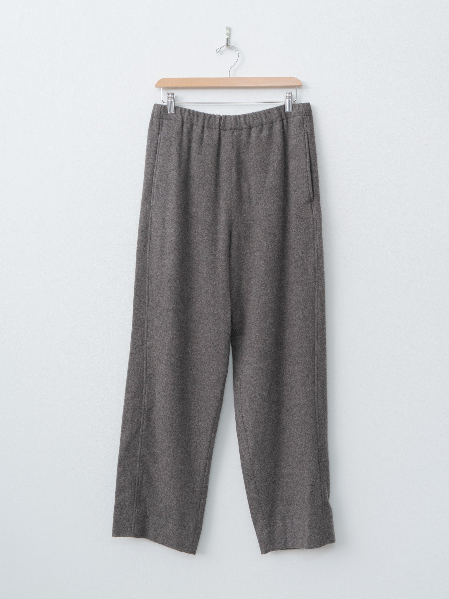 Wool Cashmere Fleece Easy Trouser - Gray Brown
